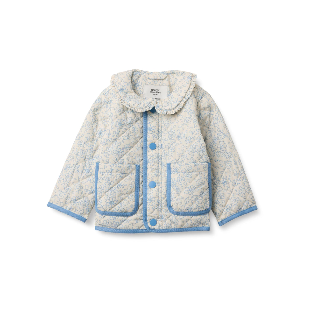 Amazon Essentials x Sofia Grainge Toddler and Baby Girls' Midweight Quilted Field Jacket with Ruffle