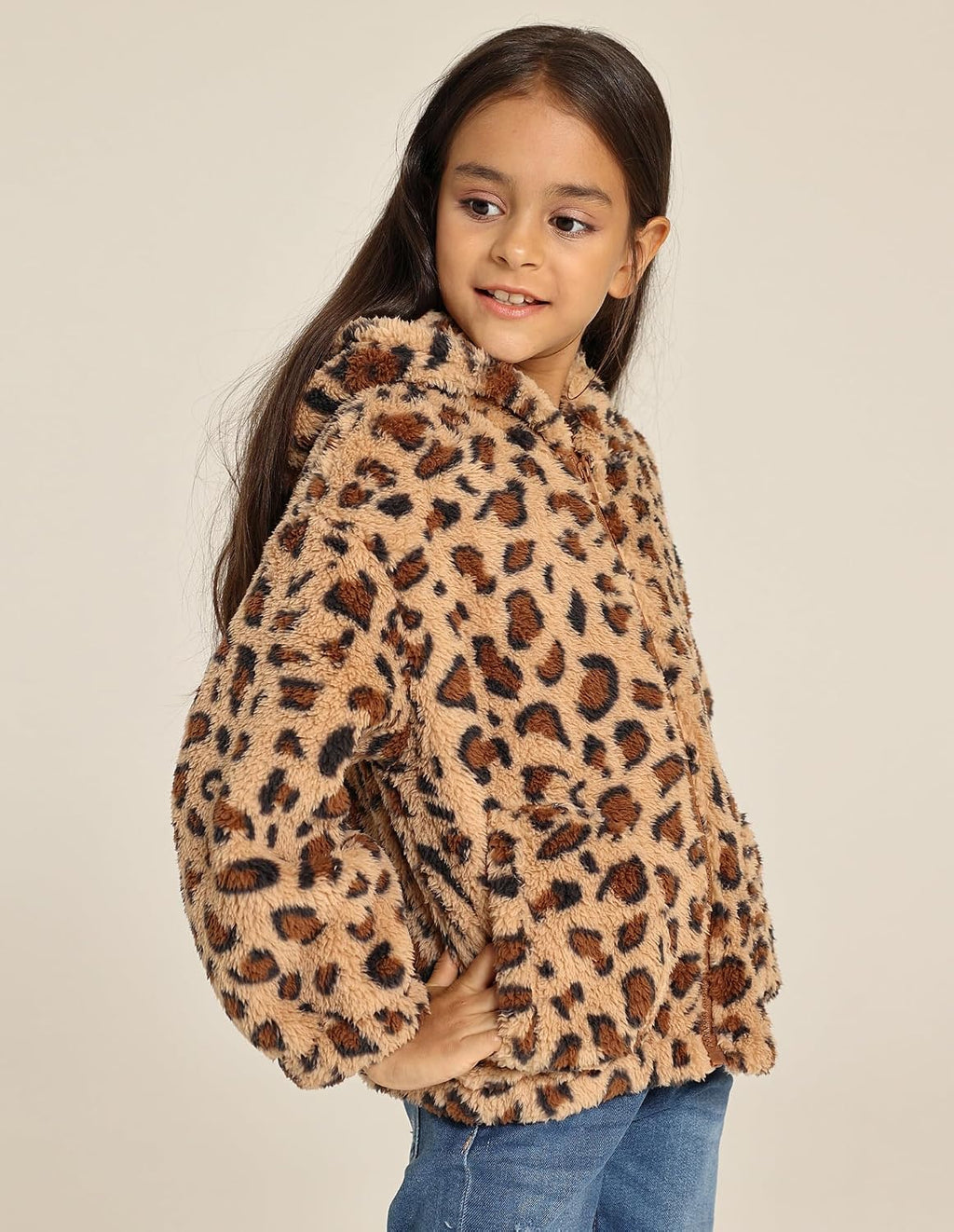GRACE KARIN Girls Fleece Jacket Zip Up Sherpa Coat Kids Fall Hoodie Fuzzy Sweatshirt Size 5-14