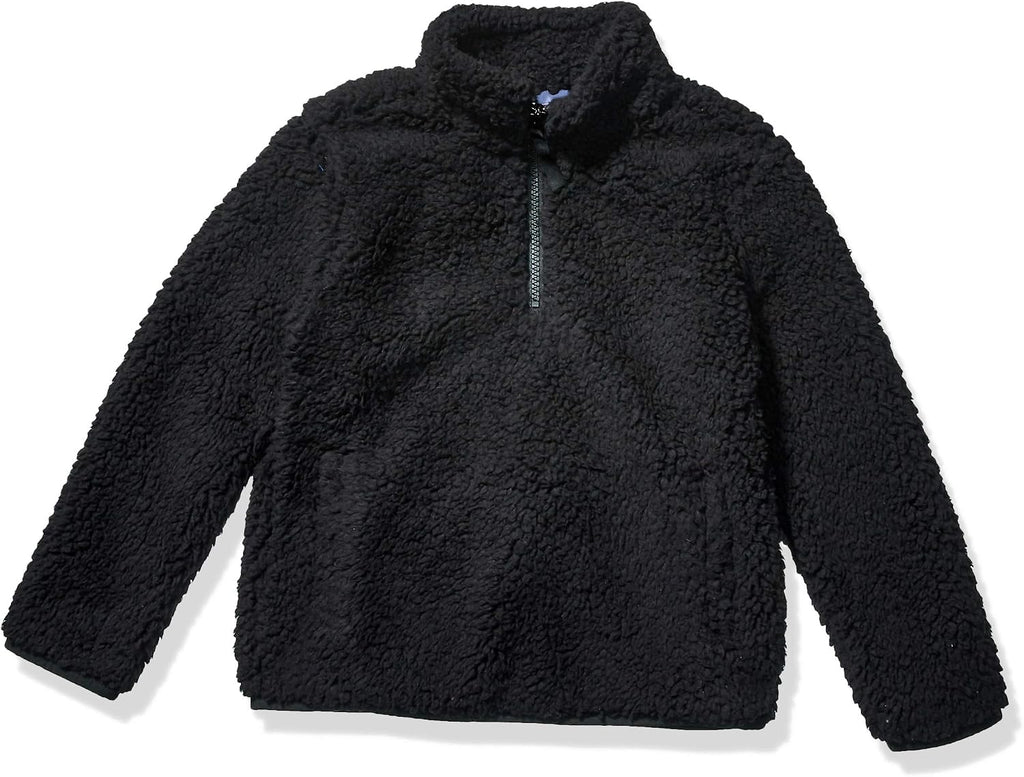 Amazon Essentials Girls' Long Sleeve Sherpa Fleece Quarter-Zip Pullover Jacket, Insulated
