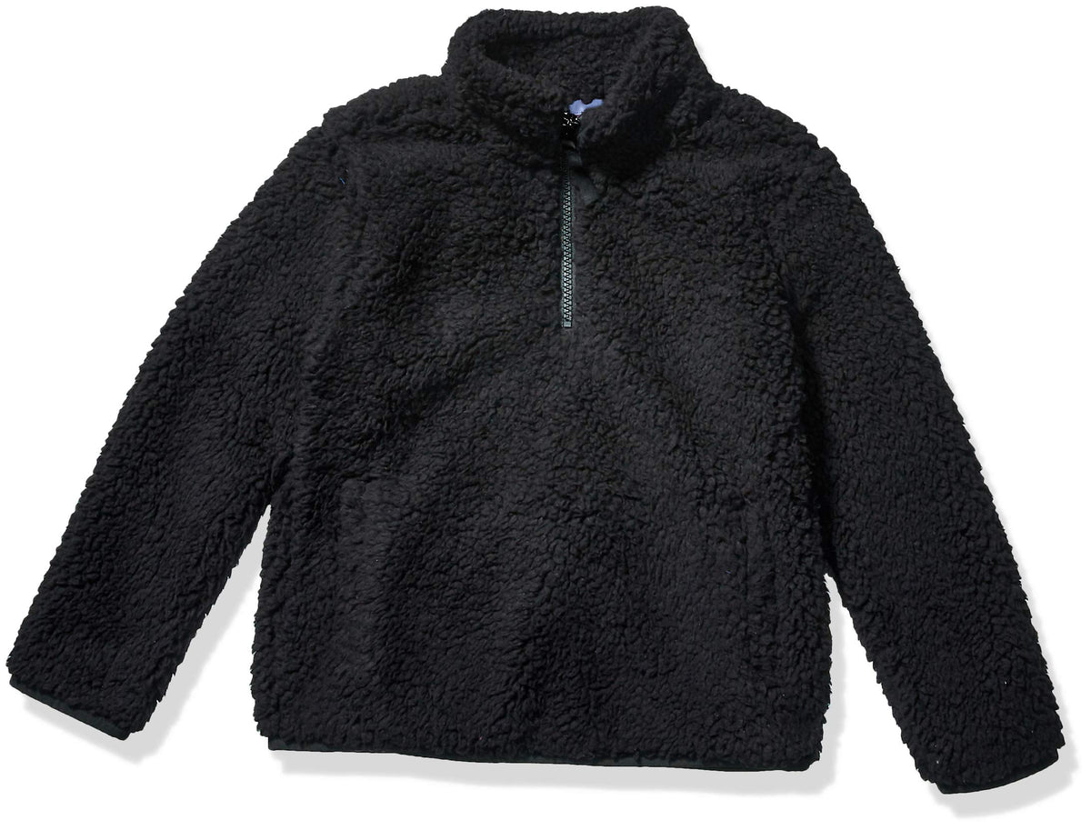 Amazon Essentials Girls' Long Sleeve Sherpa Fleece Quarter-Zip Pullover Jacket, Insulated