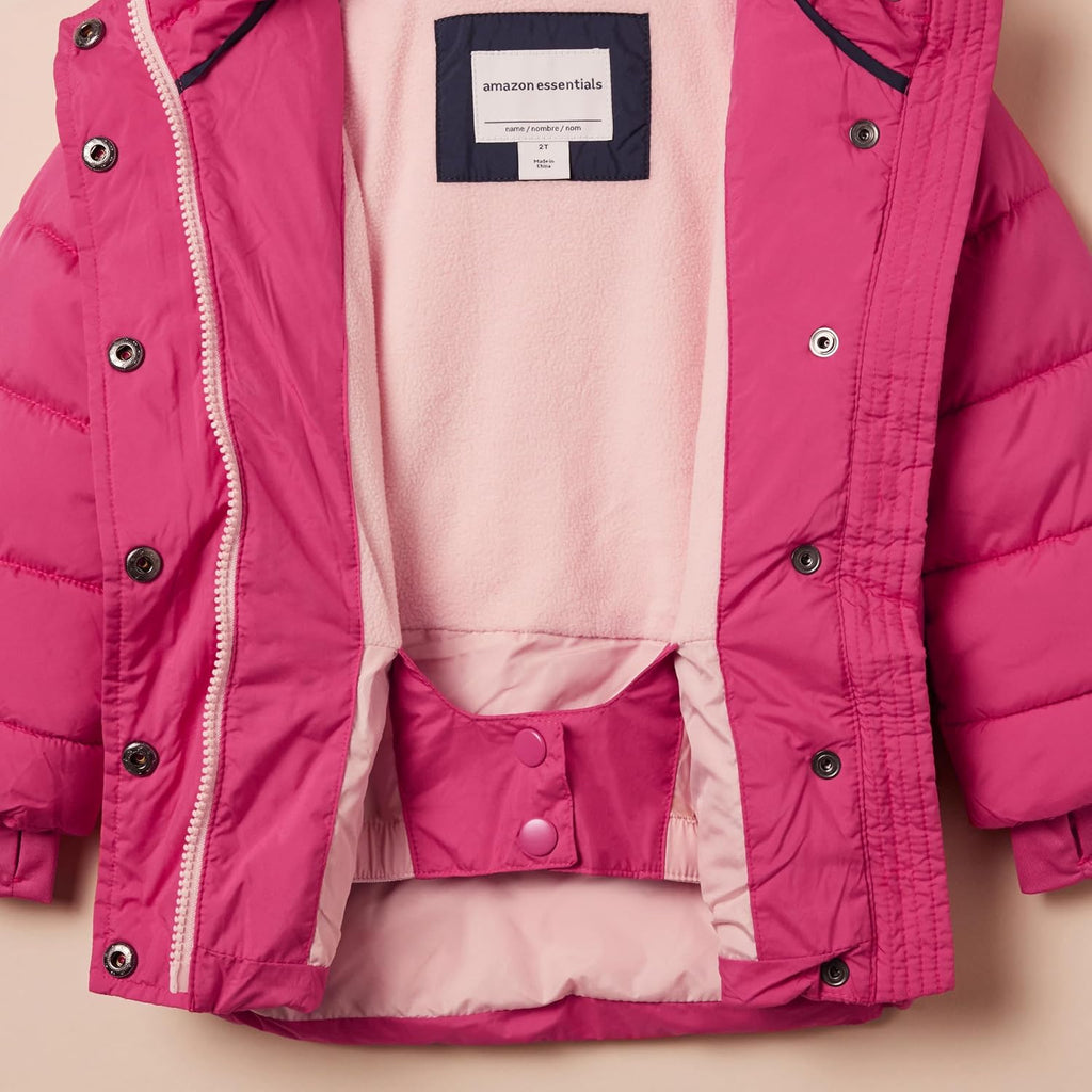Amazon Essentials Girls and Toddlers' Heavyweight Hooded Puffer Coat, Water-Resistant