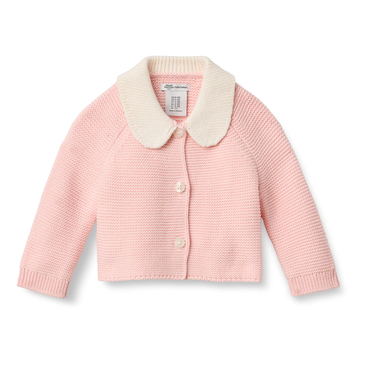 Amazon Essentials x Sofia Grainge Unisex Toddlers and Babies' Peter Pan Collar Sweater Jacket, Soft Cotton Knit with Stretch