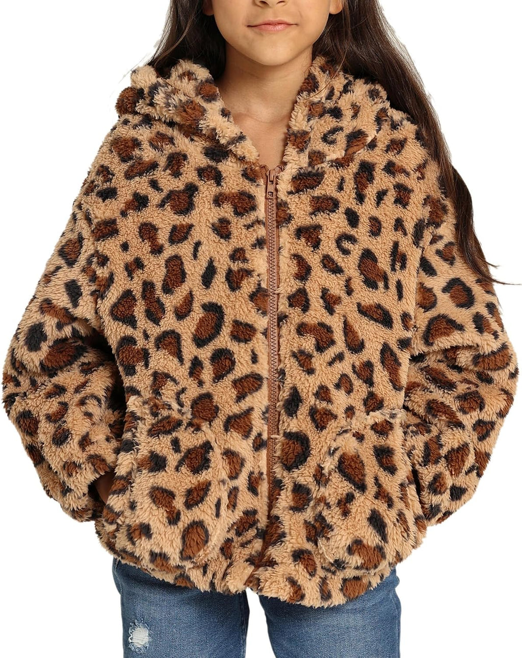 GRACE KARIN Girls Fleece Jacket Zip Up Sherpa Coat Kids Fall Hoodie Fuzzy Sweatshirt Size 5-14
