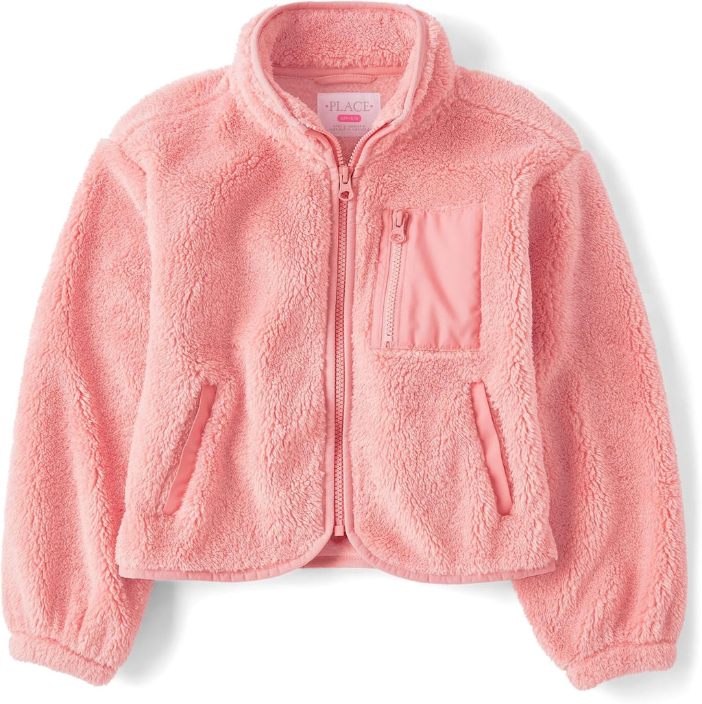 The Children's Place Girls' Long Sleeve Sherpa Fleece Full Zip Jacket