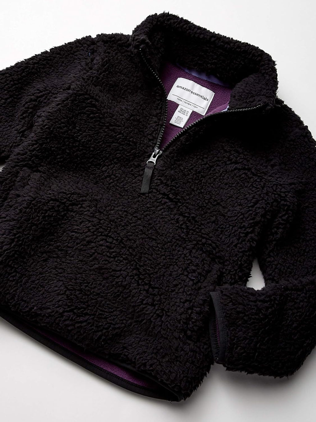 Amazon Essentials Girls' Long Sleeve Sherpa Fleece Quarter-Zip Pullover Jacket, Insulated