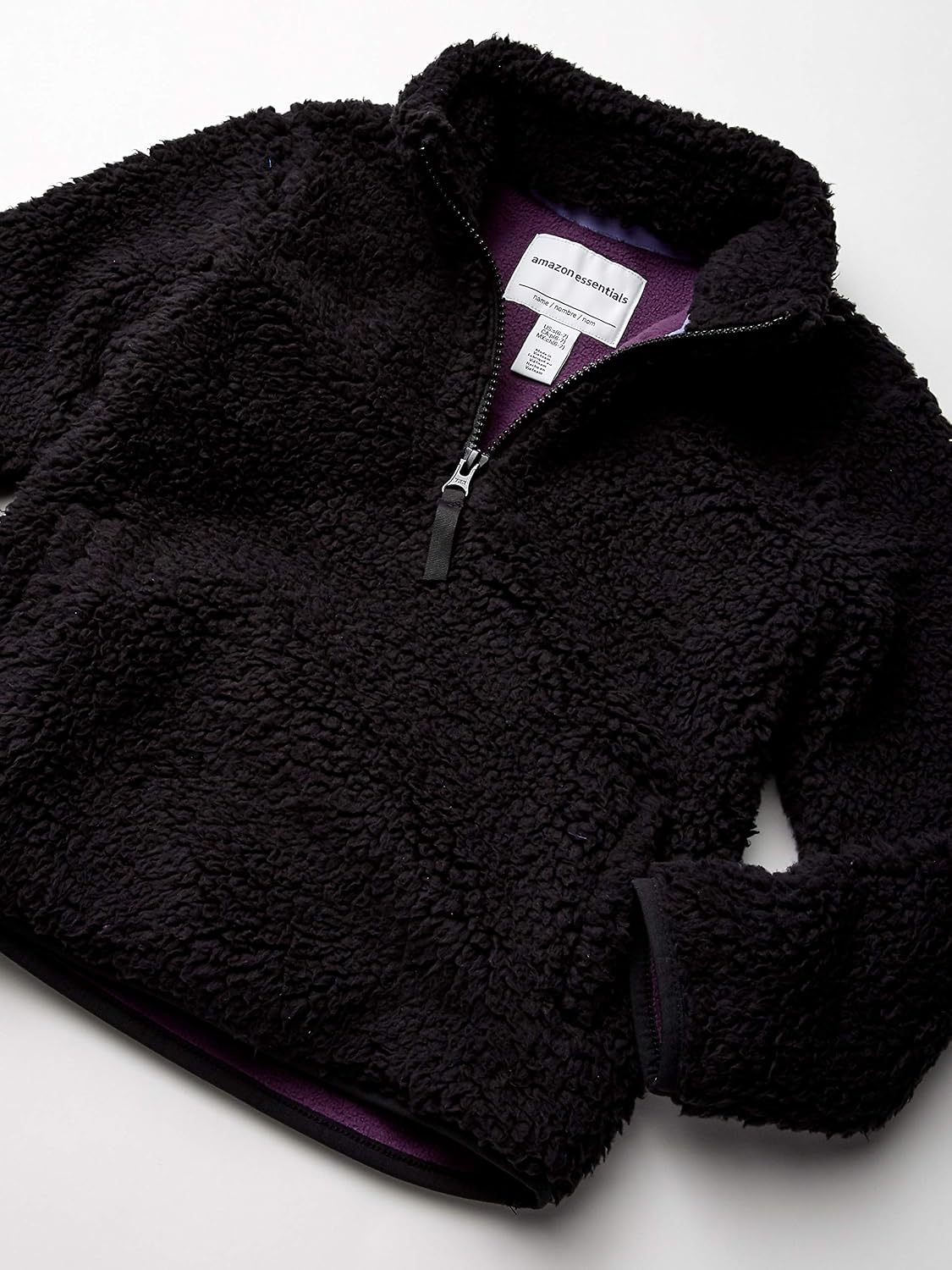 Amazon Essentials Girls' Long Sleeve Sherpa Fleece Quarter-Zip Pullover Jacket, Insulated