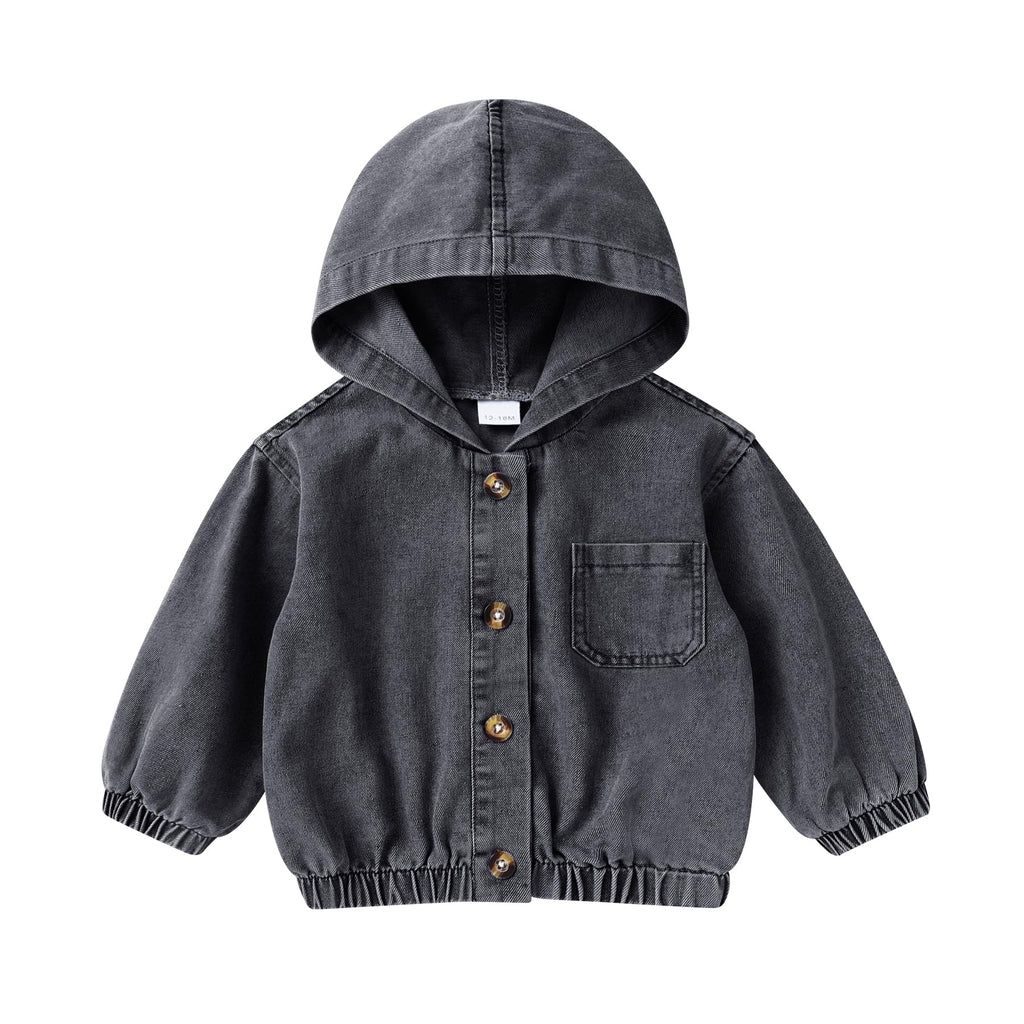Happy Town Toddler Jean Jacket with Hood Denim Outerwear for Girls and Boys