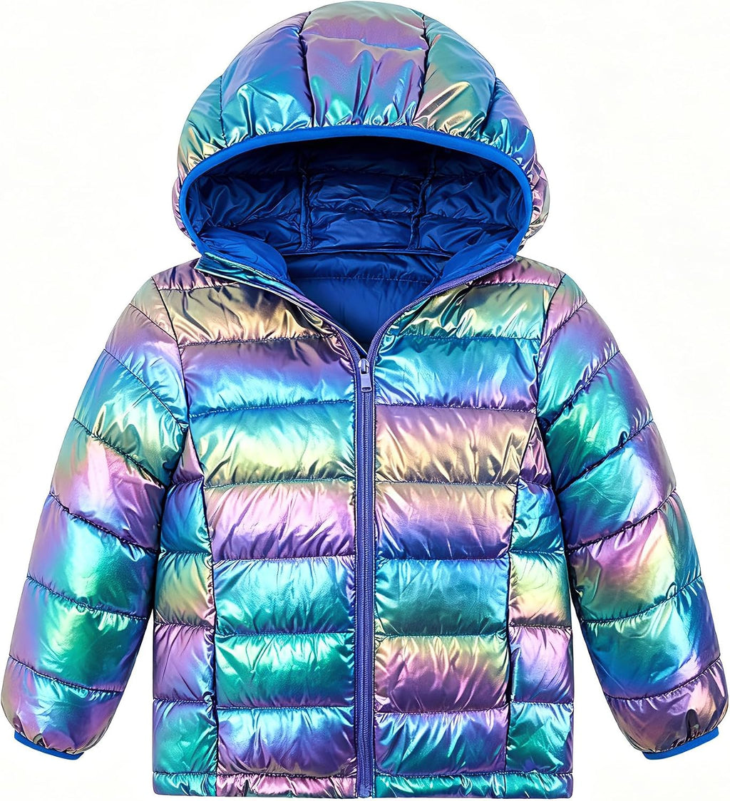 Lovekider Girls Winter Coat Shiny Gradient Lightweight Puffer Jacket 4-12Y