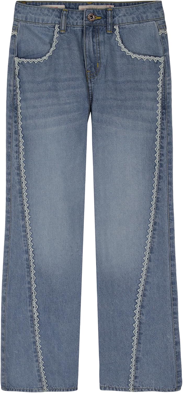 Lucky Brand Girls' Mid Rise Flare Stretch Denim Jean, Zipper Fly & Button Closure
