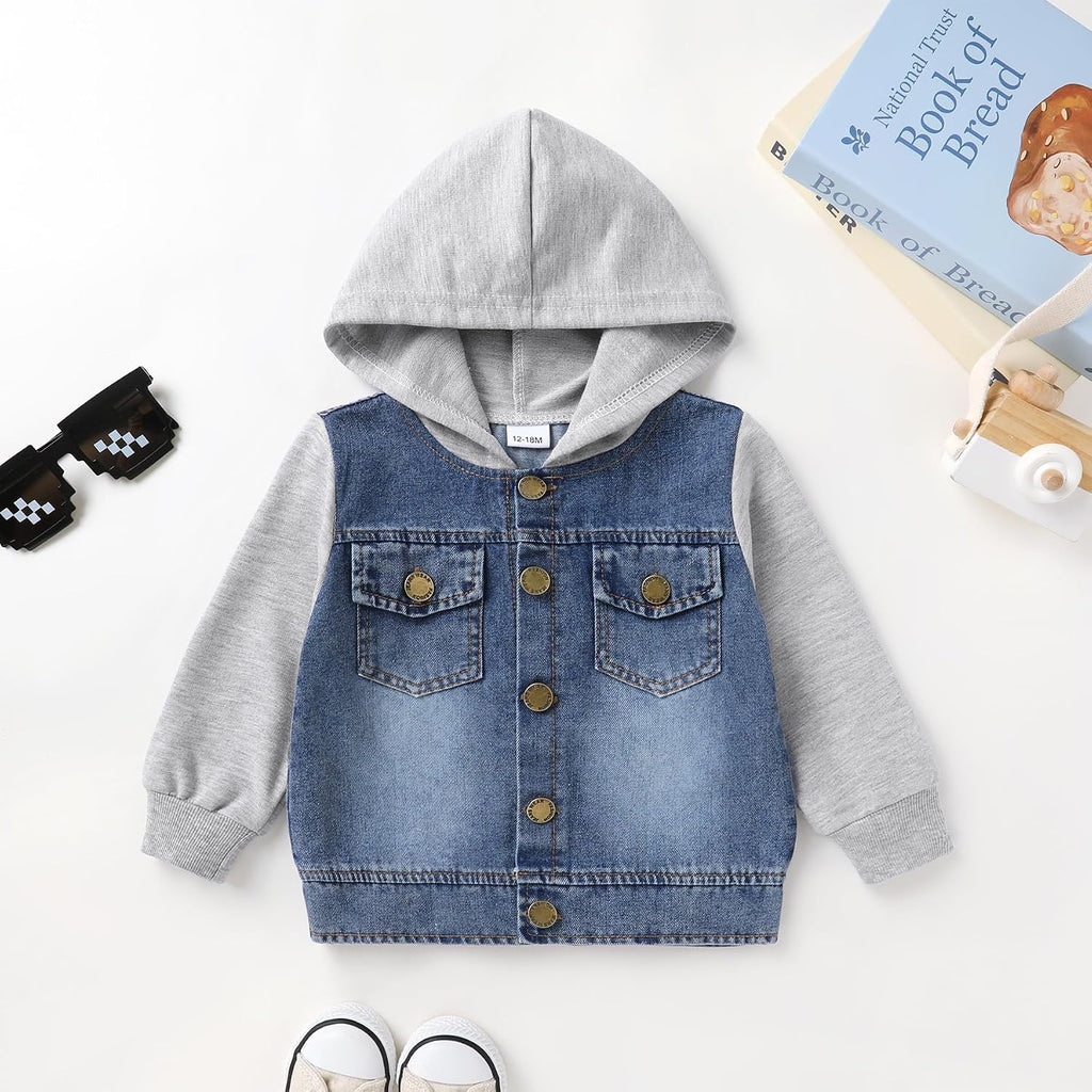 Happy Town Toddler Jean Jacket with Hood Denim Outerwear for Girls and Boys
