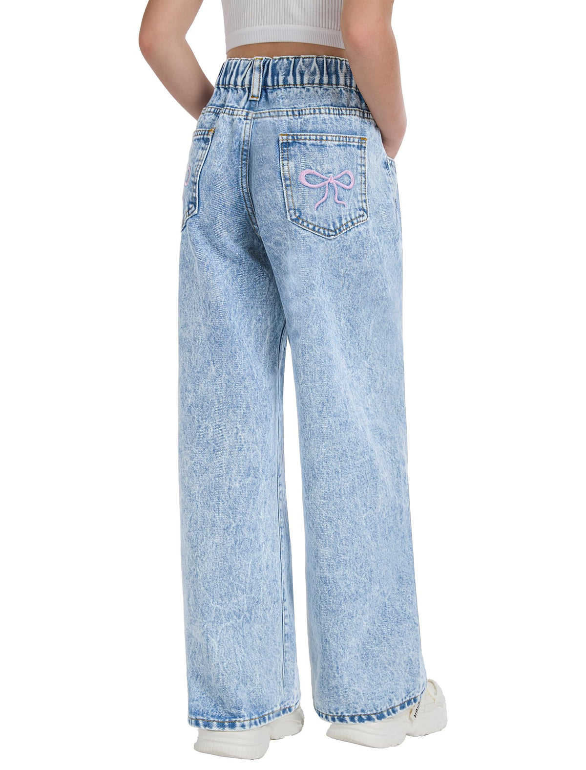 Jeans for Girls Baggy Wide Leg High Waisted Y2K Denim Pants 7-14Y