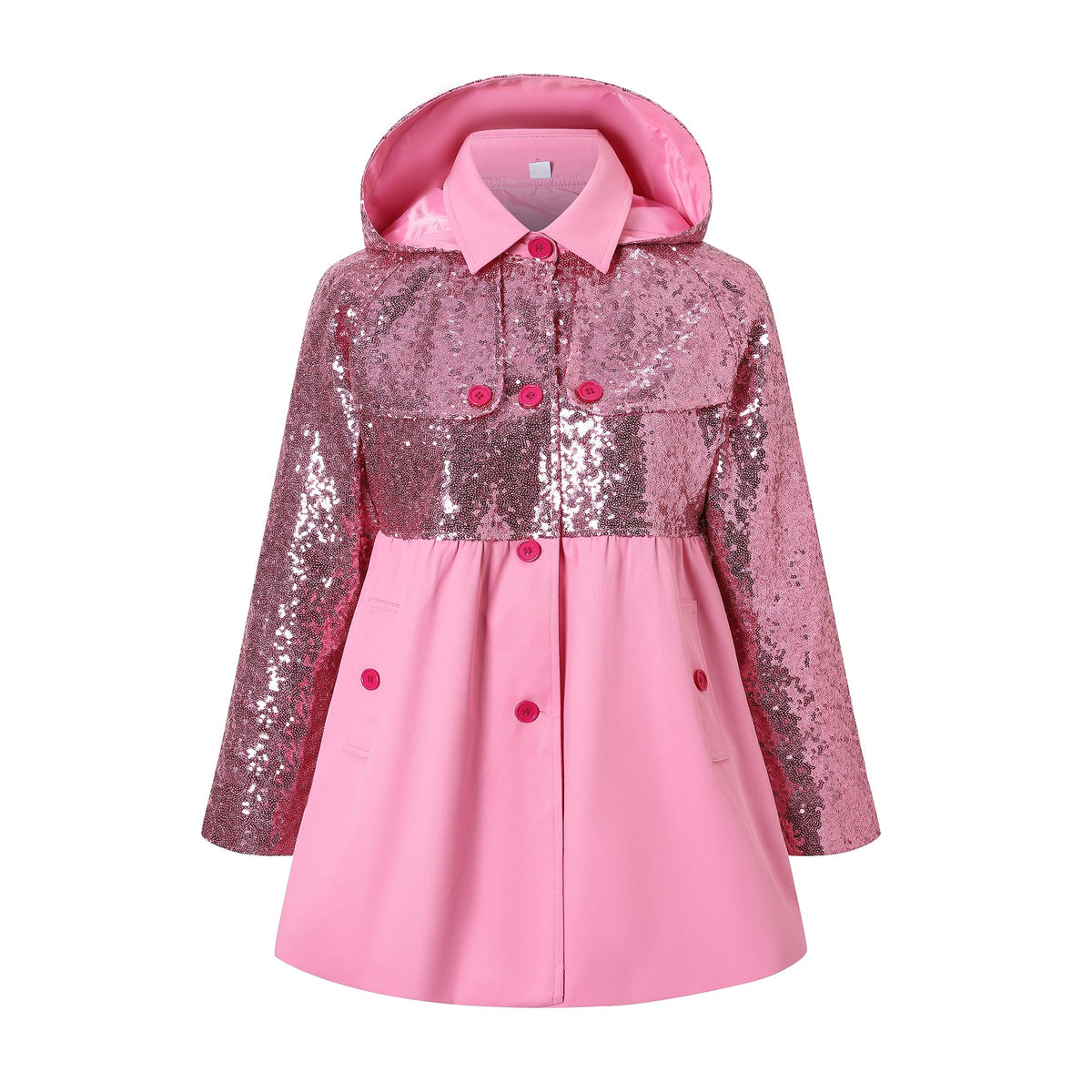 Betusline Girl's Single Breasted Trench Coat Hooded Dress Coat Outerwear