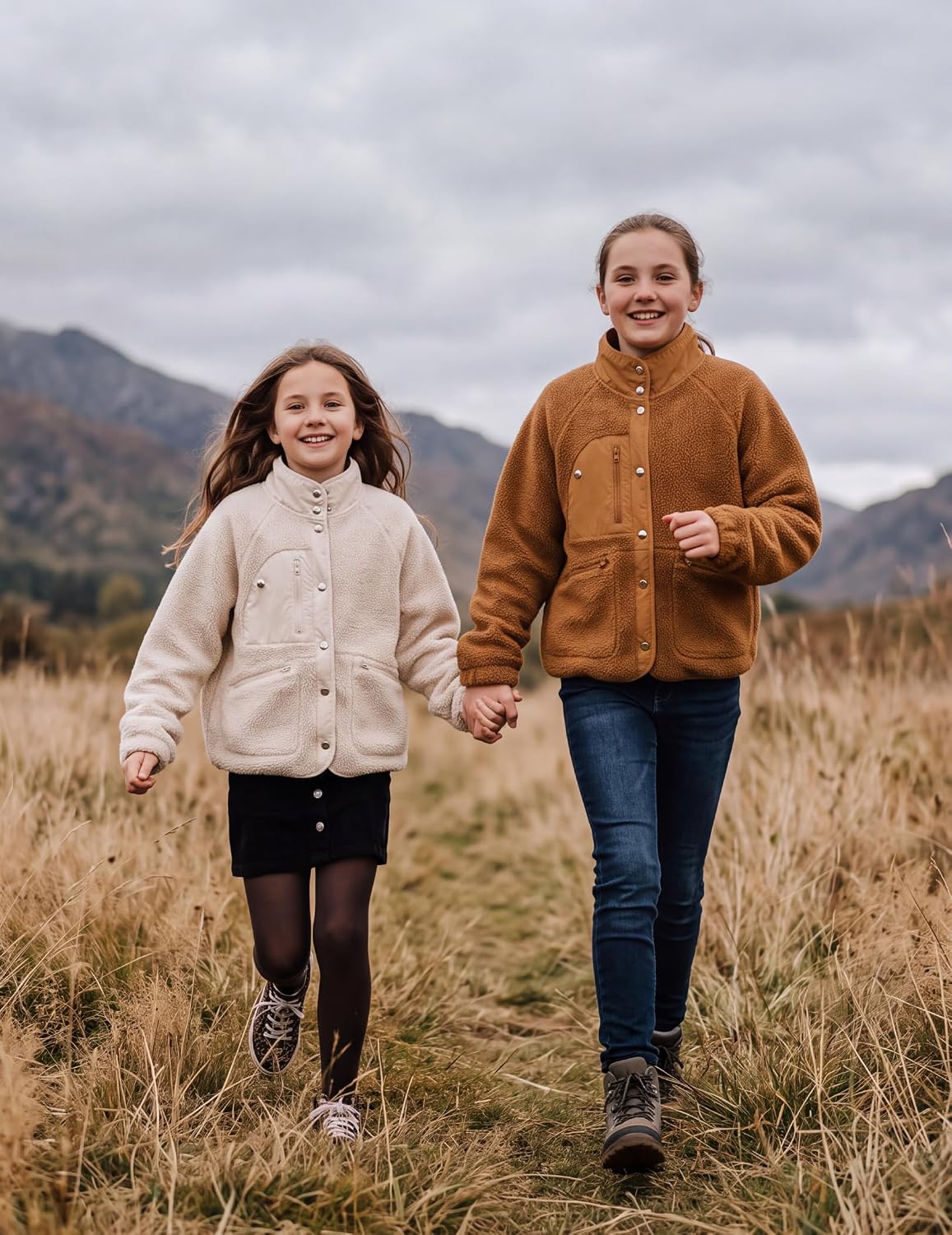 Arshiner Girls Sherpa Fleece Jacket Button Down Fall Winter Coat