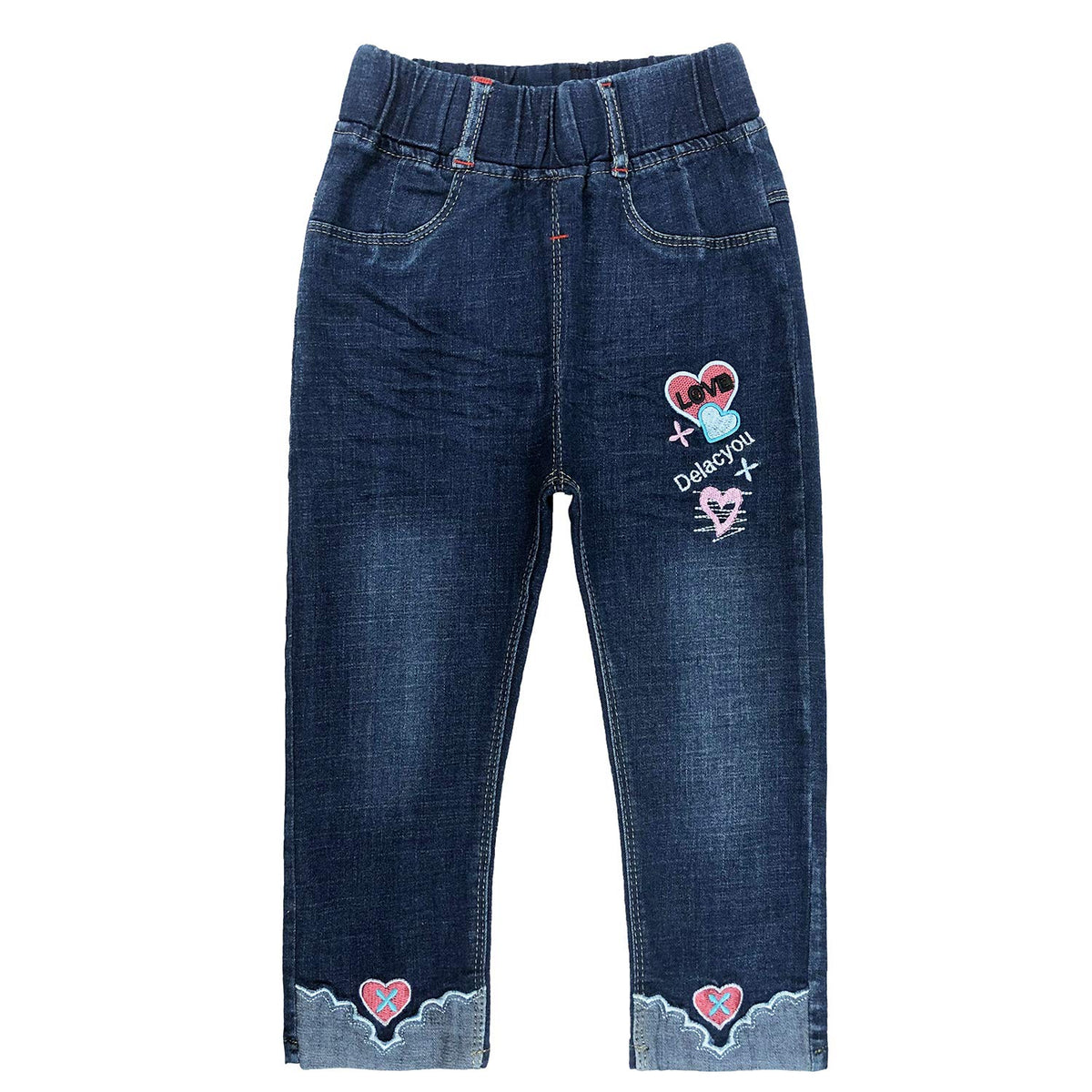 Peacolate 4-9T Infant Little Kids Girls Embroidery Jeans Denim Pants