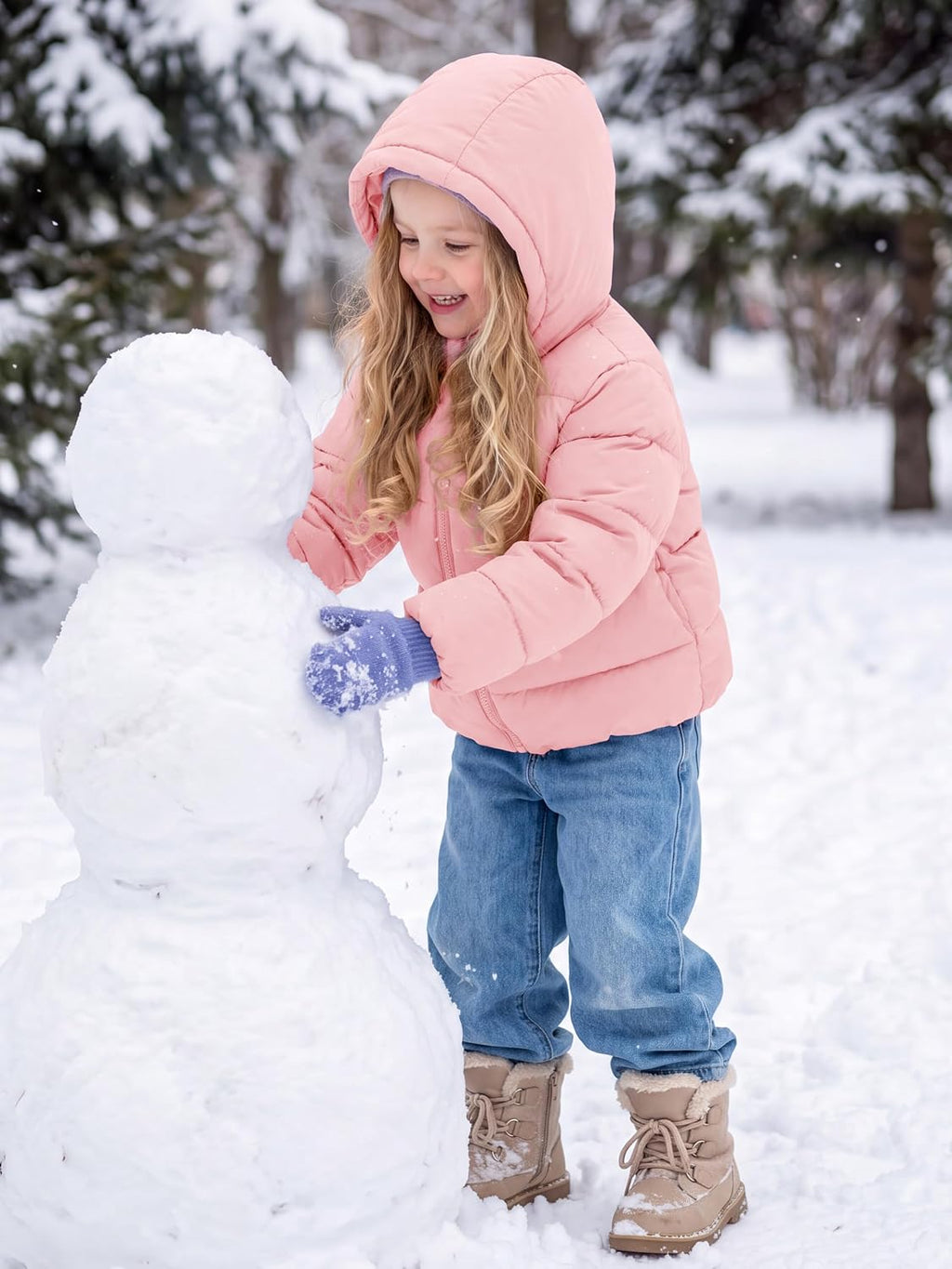 Resinta Toddler Girls Winter Midweight Puffer Jacket Hooded Warm Outwear