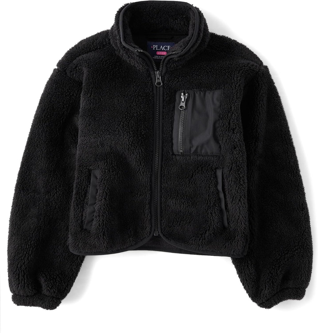 The Children's Place Girls' Long Sleeve Sherpa Fleece Full Zip Jacket