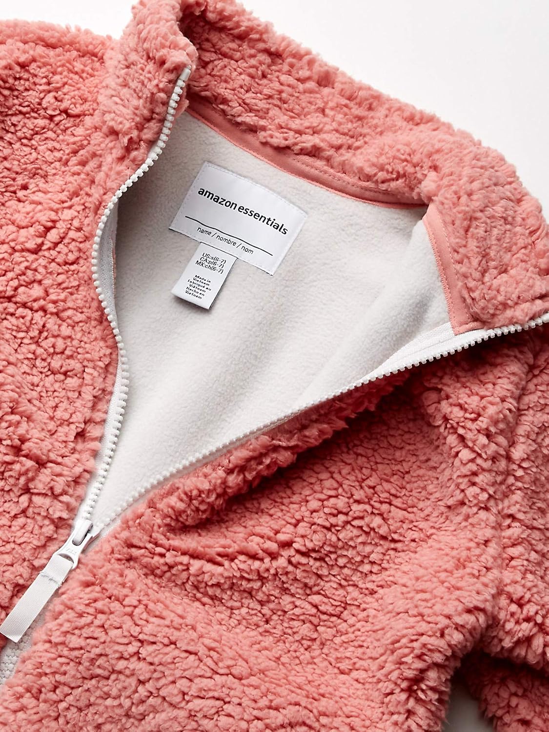 Amazon Essentials Girls' Faux Sherpa Fleece Full-Zip Jacket, Lined