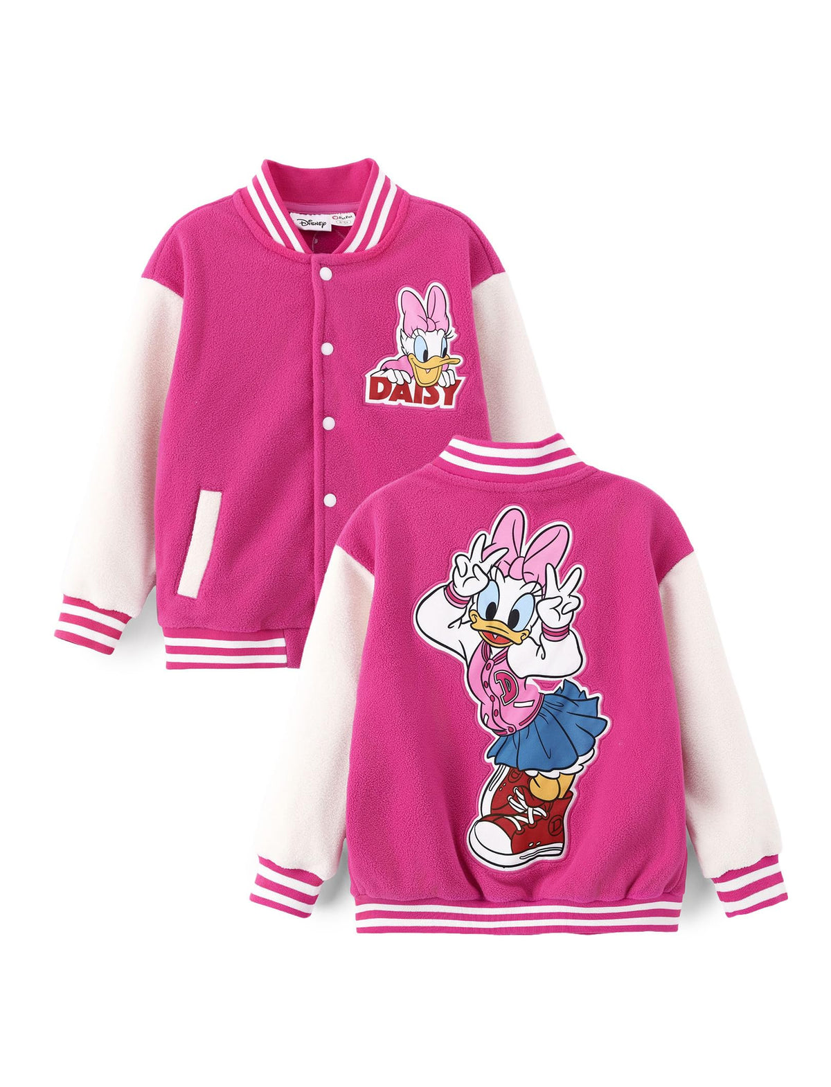 Disney Kids Fleece Bomber Jacket, Varsity Outerwear with Pockets, 2-10Y