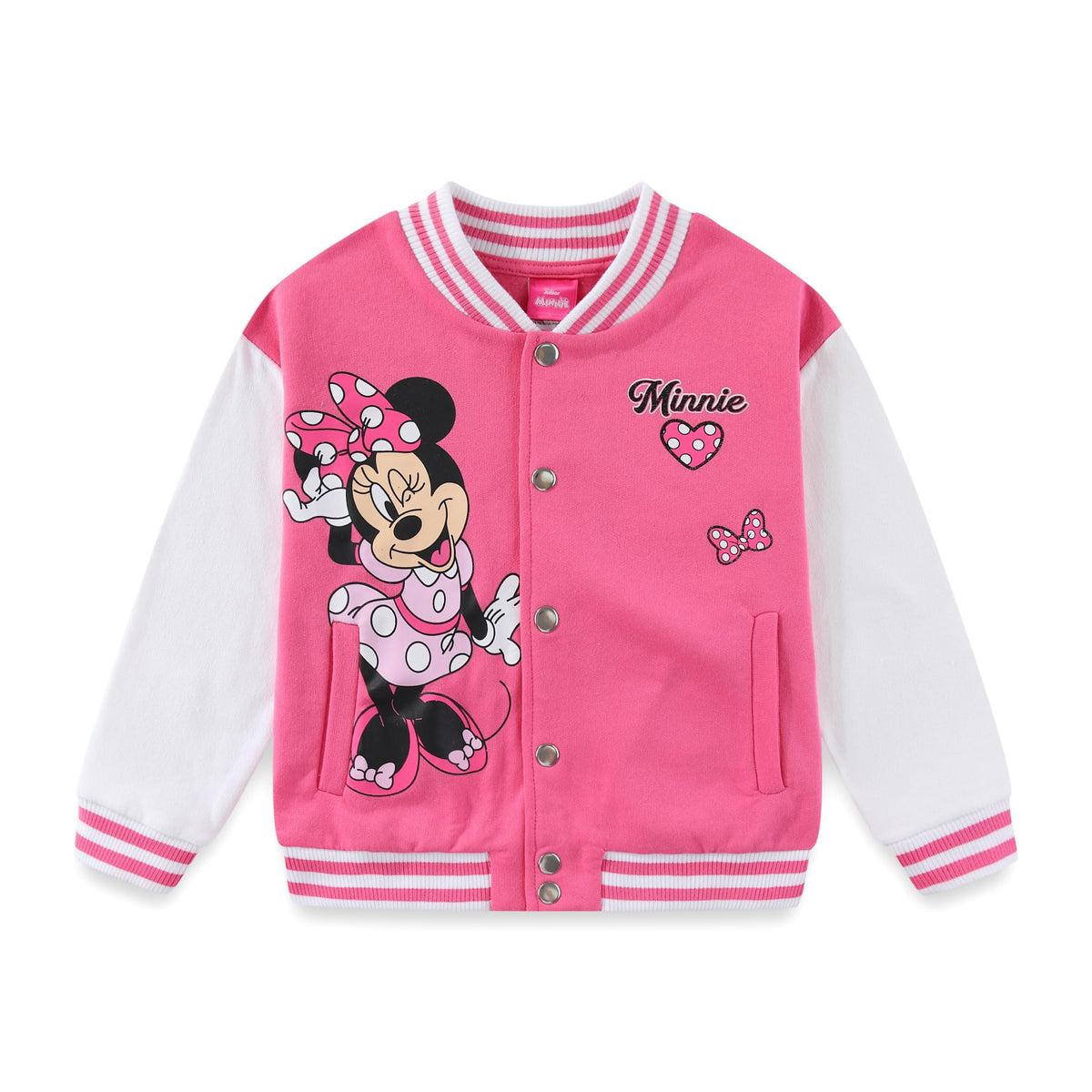 Disney Minnie Mouse Girls Letterman Varsity Bomber Jacket for Little Kids