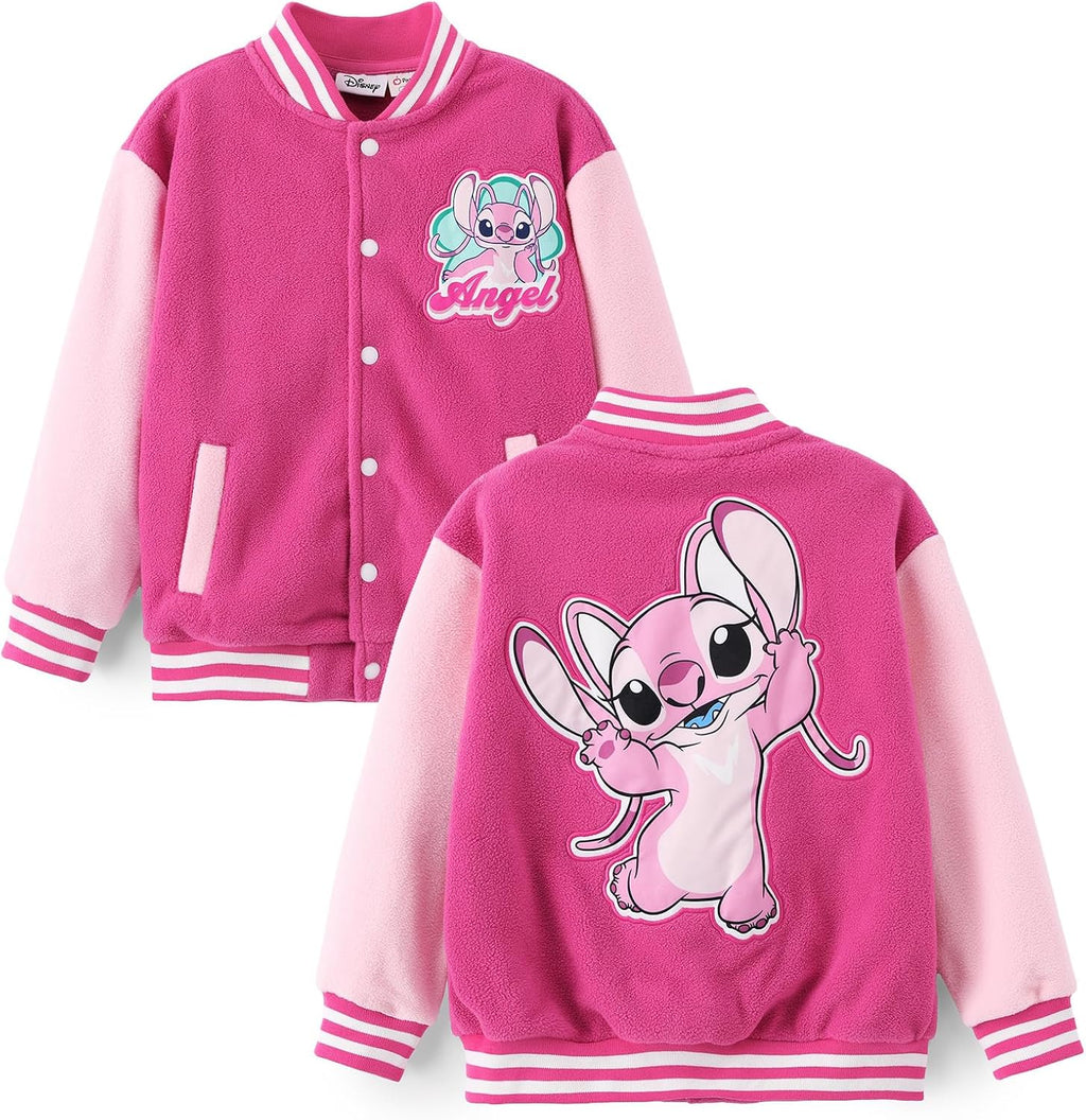Disney Kids Fleece Bomber Jacket, Varsity Outerwear with Pockets, 2-10Y