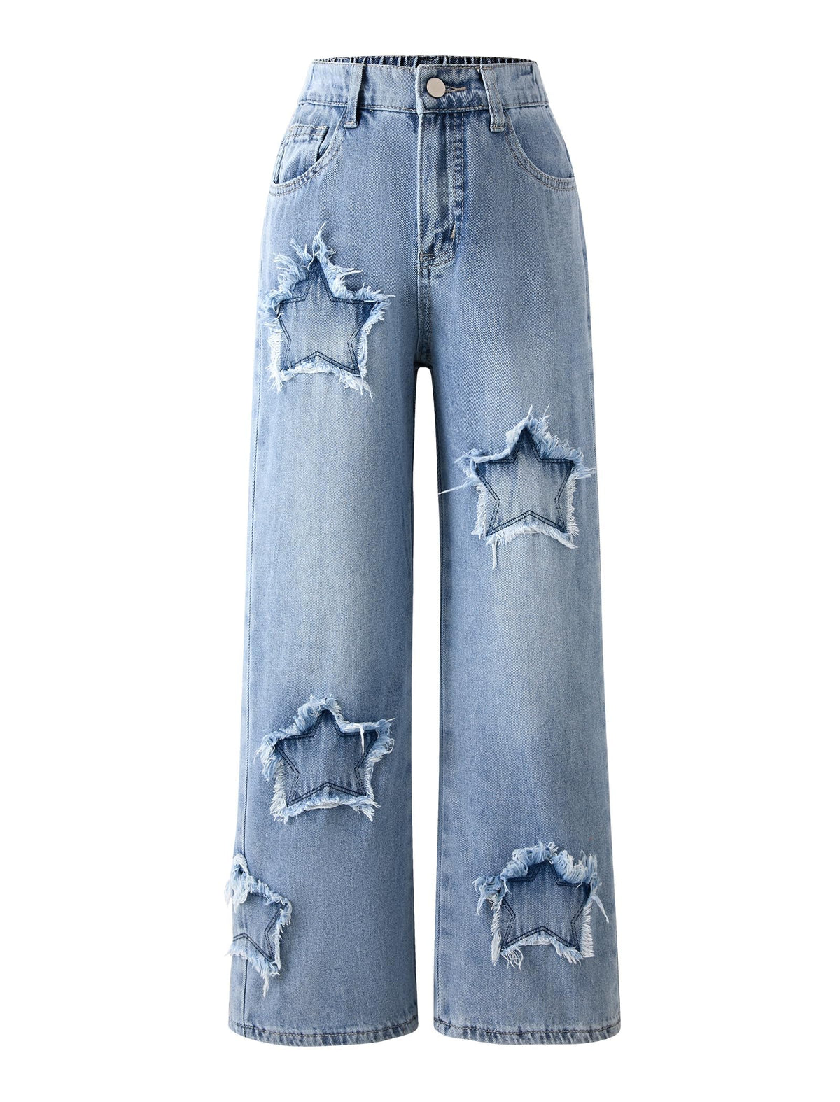 Jeans for Girls Baggy Wide Leg High Waisted Y2K Denim Pants 7-14Y