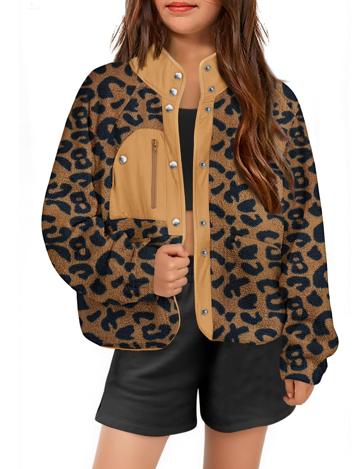 Arshiner Girls Sherpa Fleece Jacket Button Down Fall Winter Coat