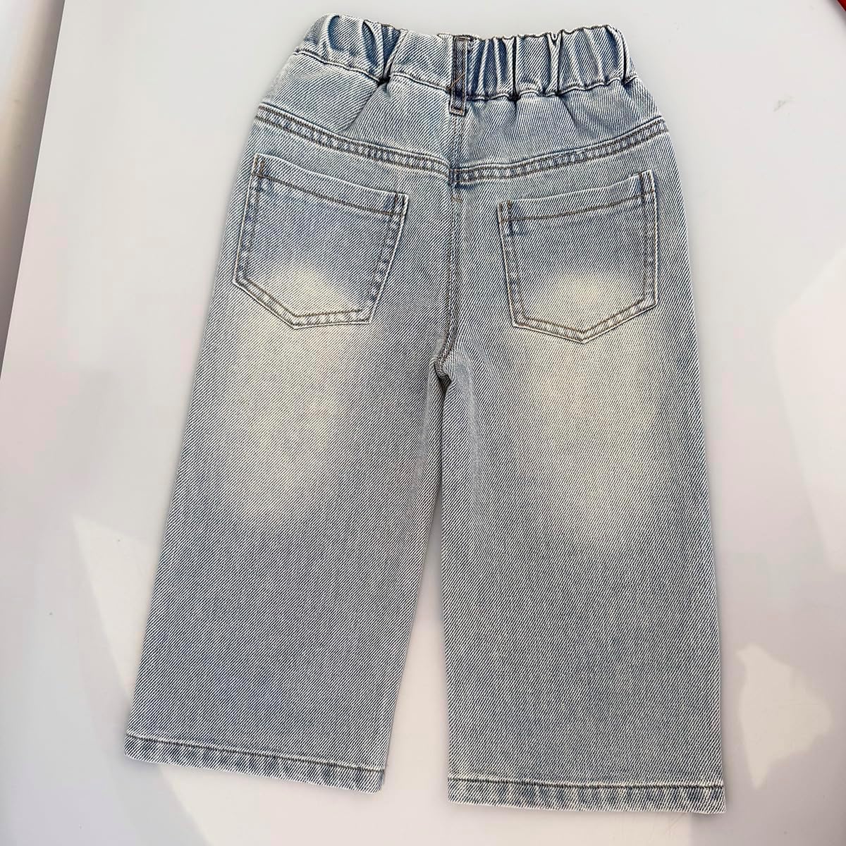Peacolate 2-10Years Little Big Girls Spring Autumn Embroidered Jeans Trousers Pants for Kid