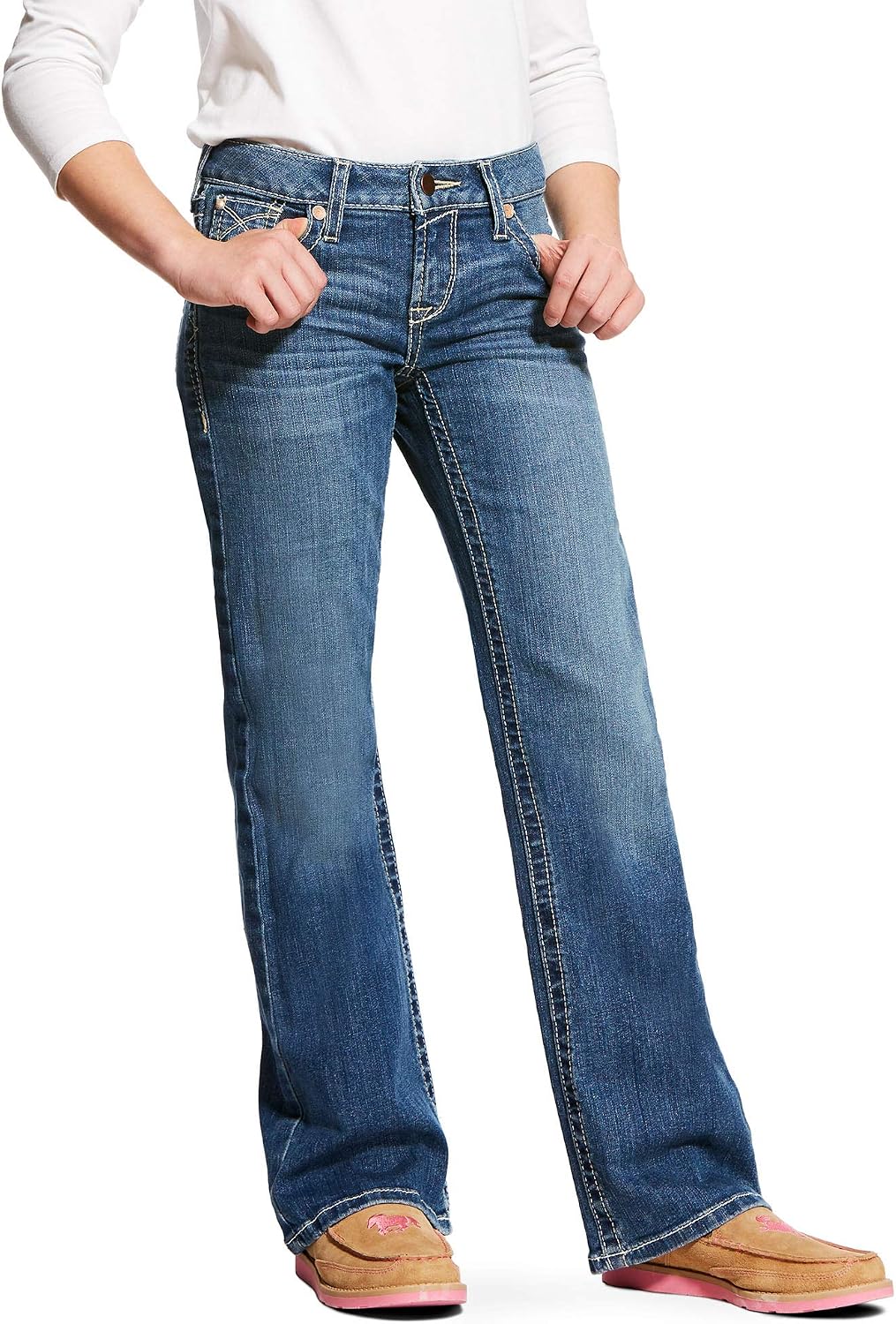 ARIAT Girls Real Bootcut Whipstitch Jeans