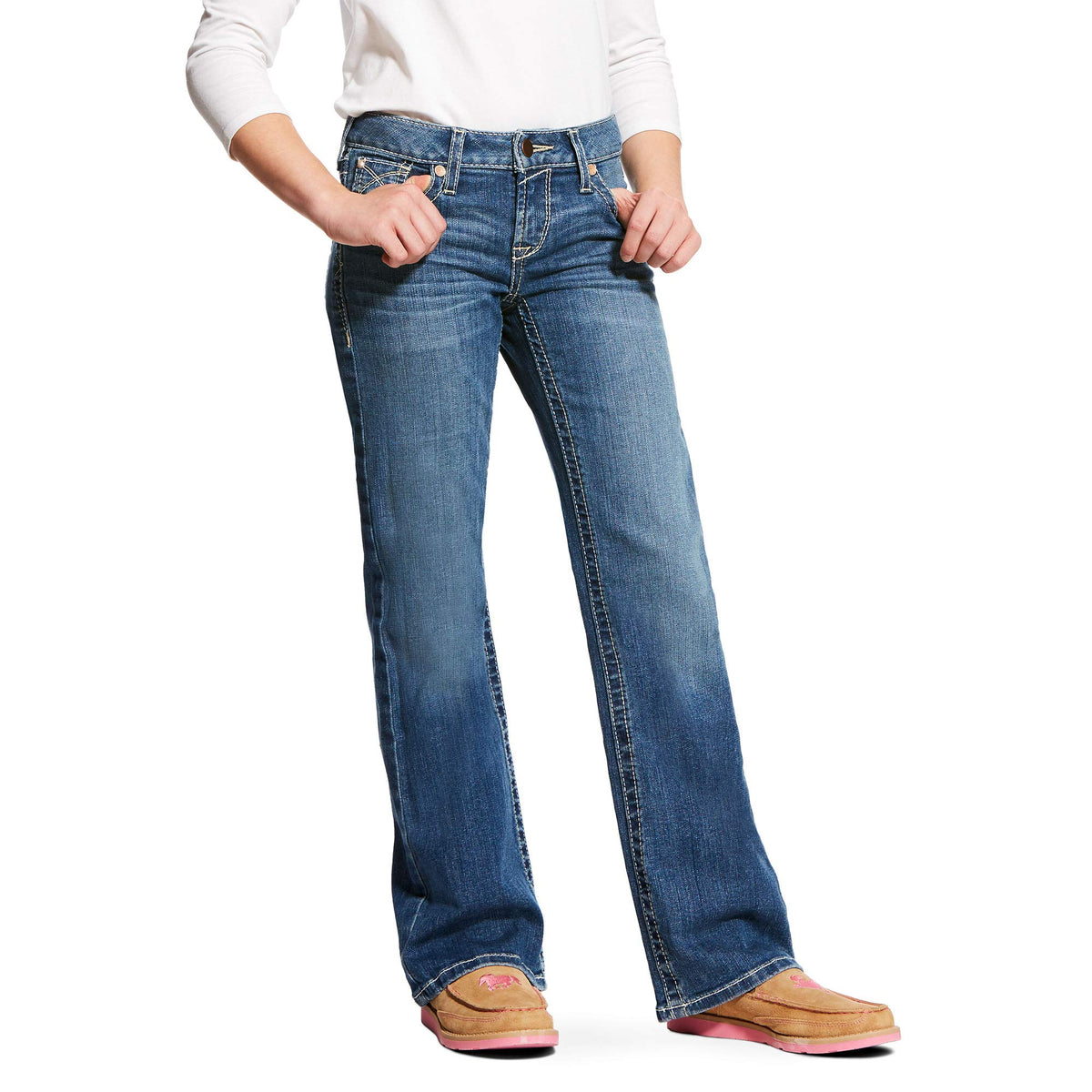 ARIAT Girls Real Bootcut Whipstitch Jeans