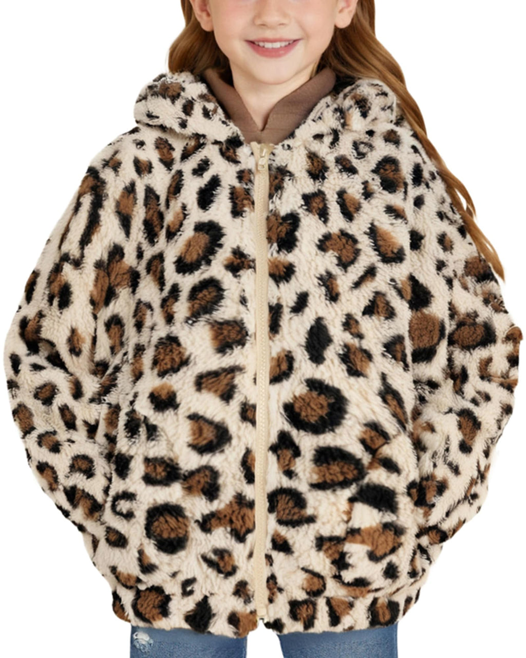 GRACE KARIN Girls Fleece Jacket Zip Up Sherpa Coat Kids Fall Hoodie Fuzzy Sweatshirt Size 5-14