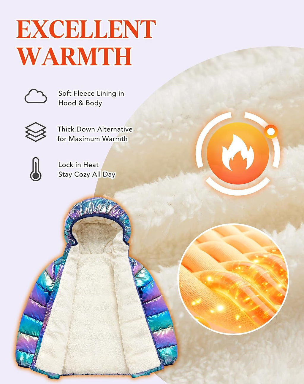Lovekider 4-12 Years Girls Hooded Puffer Jacket Warmth Padded Winter Coat