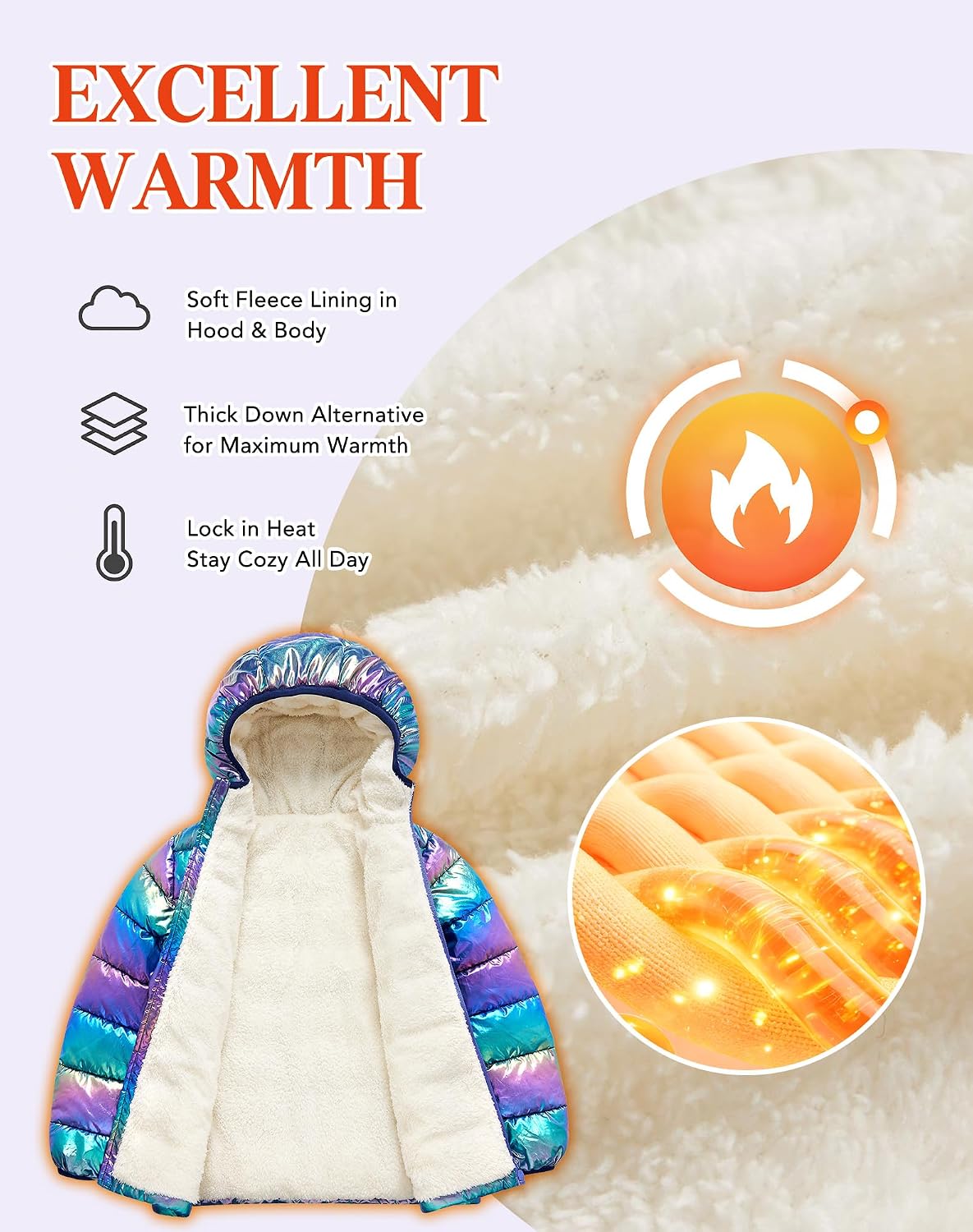 Lovekider 4-12 Years Girls Hooded Puffer Jacket Warmth Padded Winter Coat