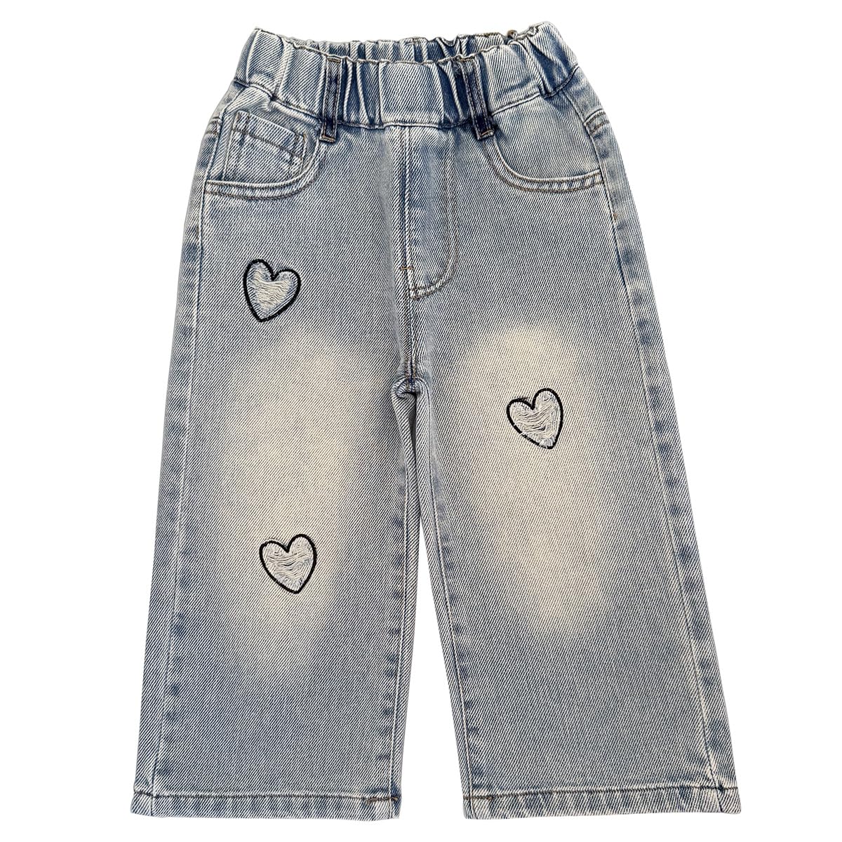 Peacolate 2-10Years Little Big Girls Spring Autumn Embroidered Jeans Trousers Pants for Kid