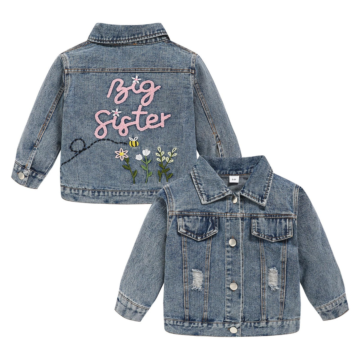 Toddler Girls Denim Jacket Little Kids Button Down Long Sleeve Jean Jacket