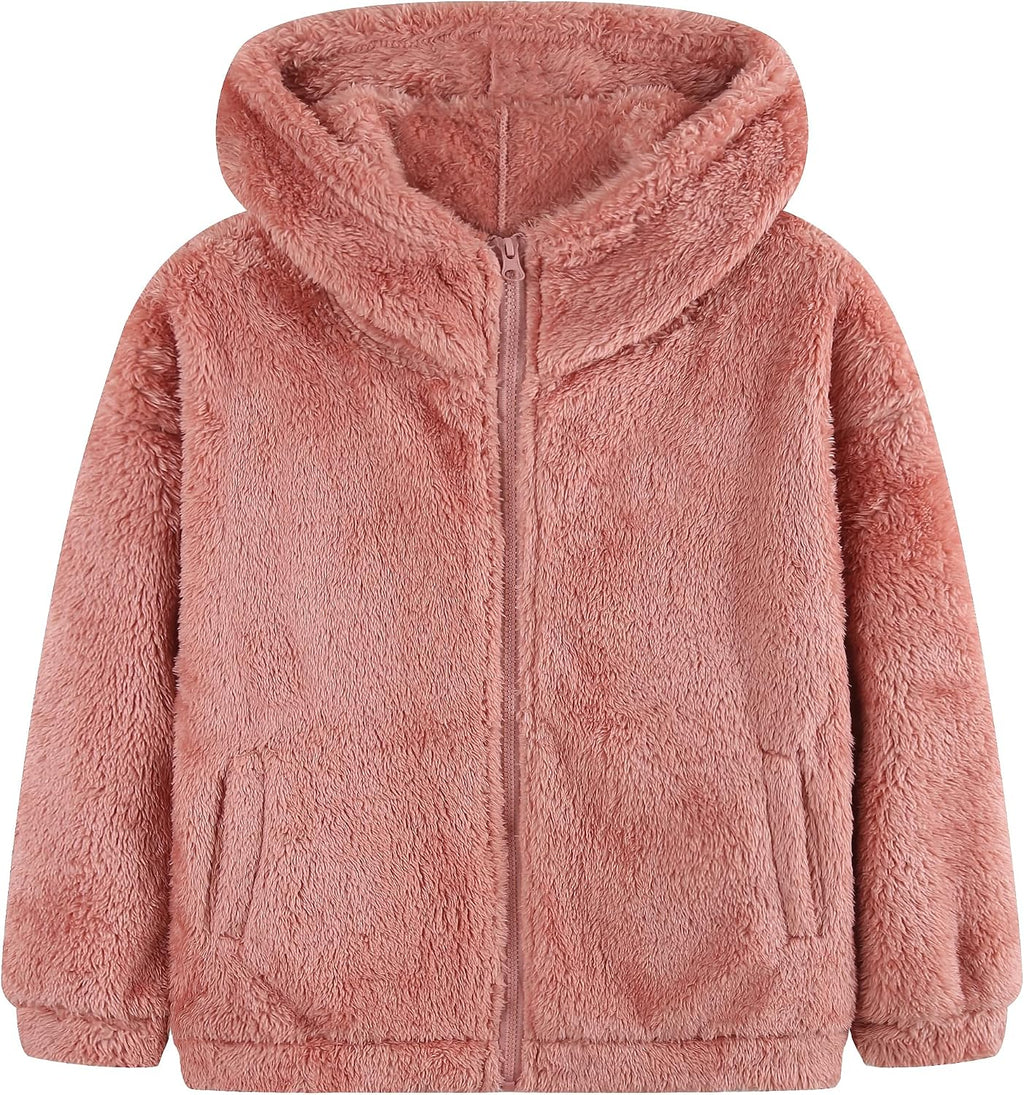 Girls Polar Fleece Jacket Zip Up Kids Hoodie with Pockets 5-14Y