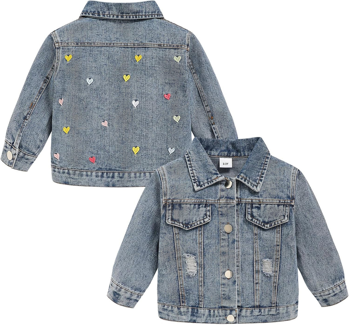 Toddler Girls Denim Jacket Little Kids Button Down Long Sleeve Jean Jacket