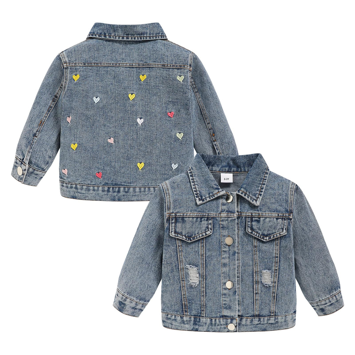 Toddler Girls Denim Jacket Little Kids Button Down Long Sleeve Jean Jacket