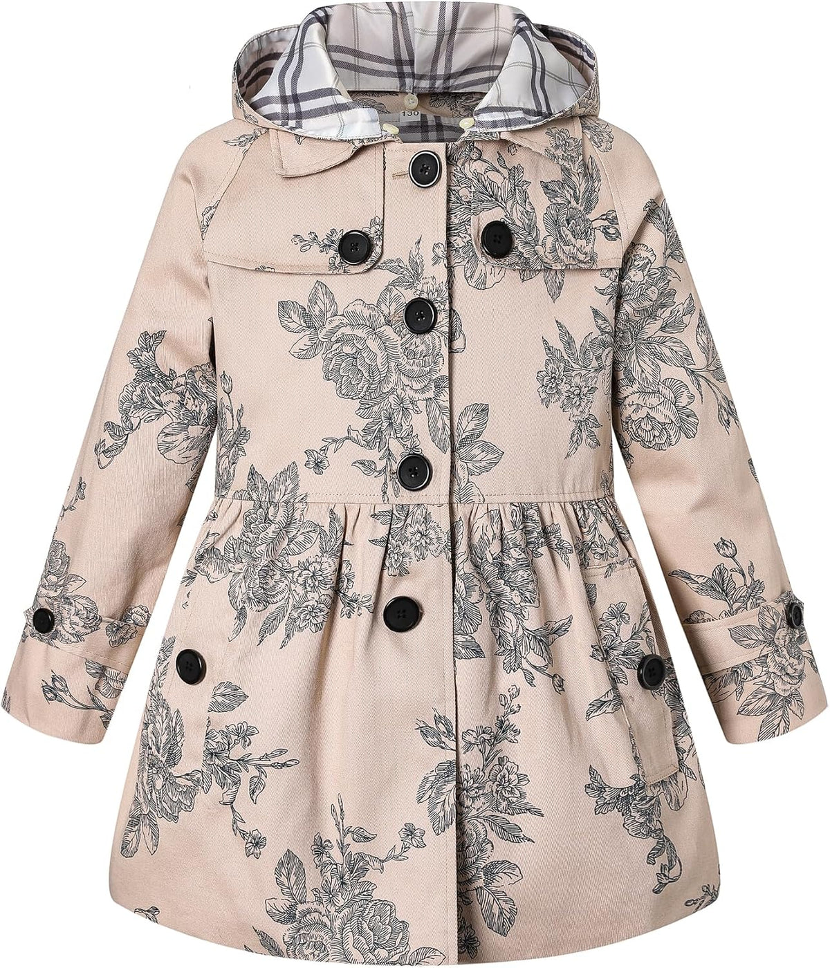 Girl's Hooded Single Breasted Trench Coat Outerwear