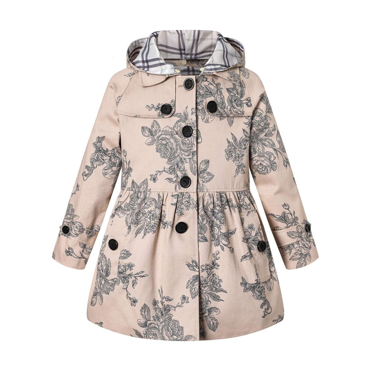 Girl's Hooded Single Breasted Trench Coat Outerwear
