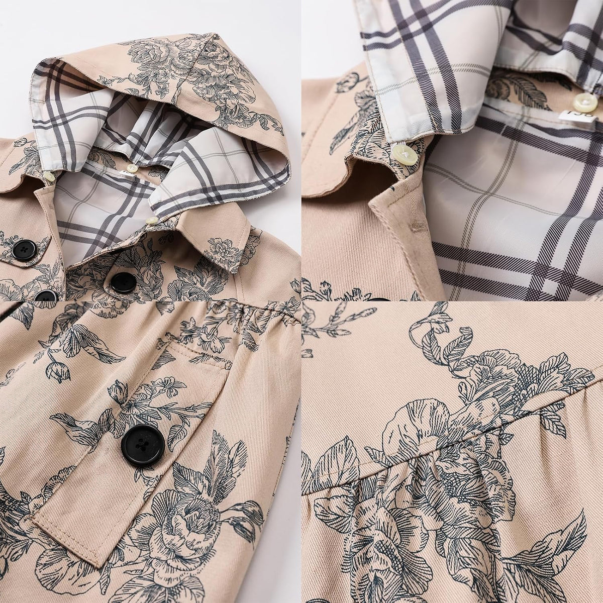 Girl's Hooded Single Breasted Trench Coat Outerwear