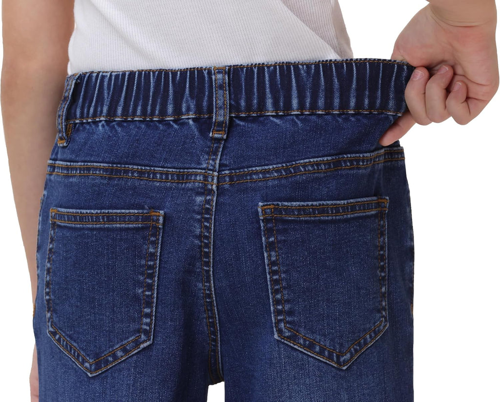 V VOCNI Girls Jeans Wide Leg Elastic Waist Stretch Denim Pants