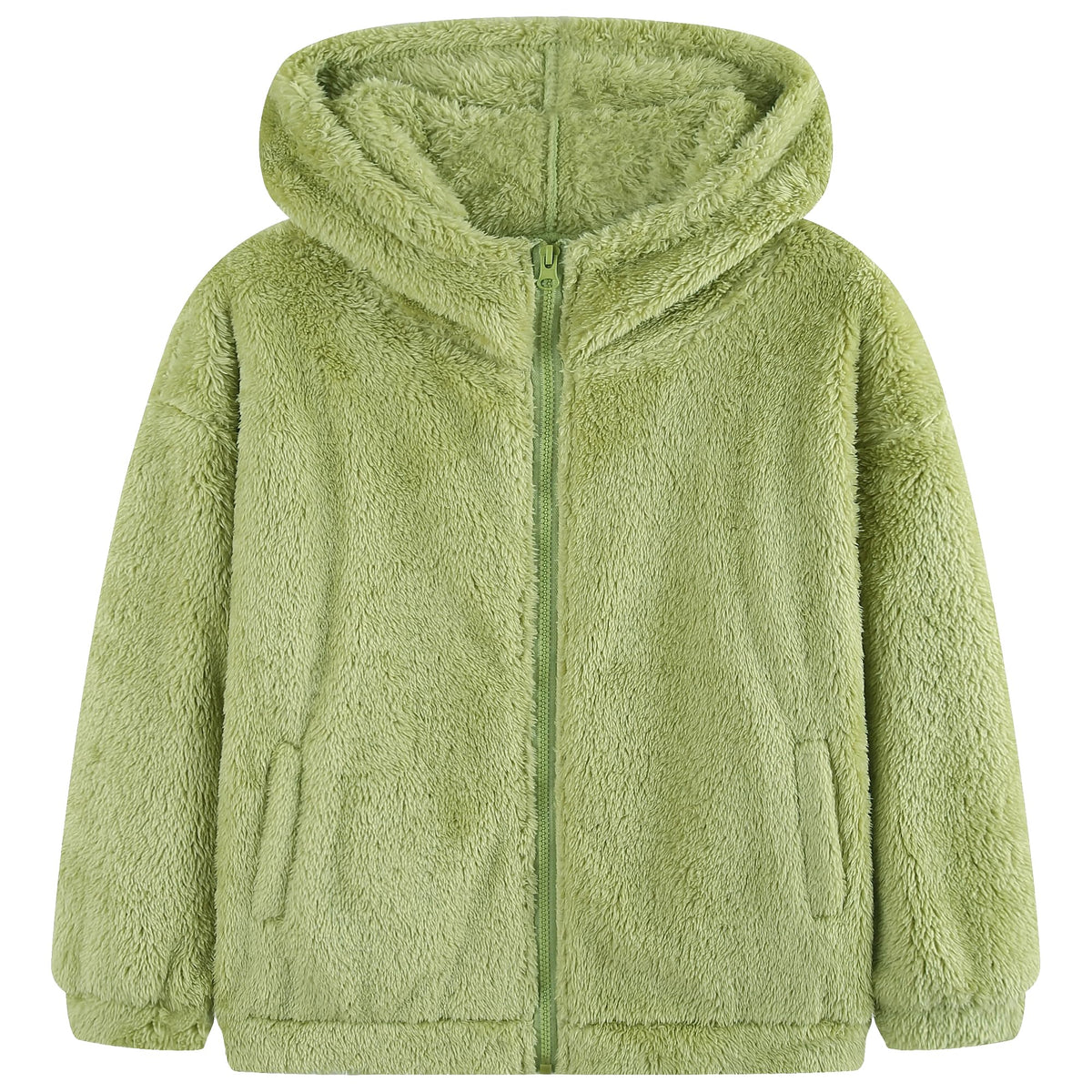 Girls Polar Fleece Jacket Zip Up Kids Hoodie with Pockets 5-14Y