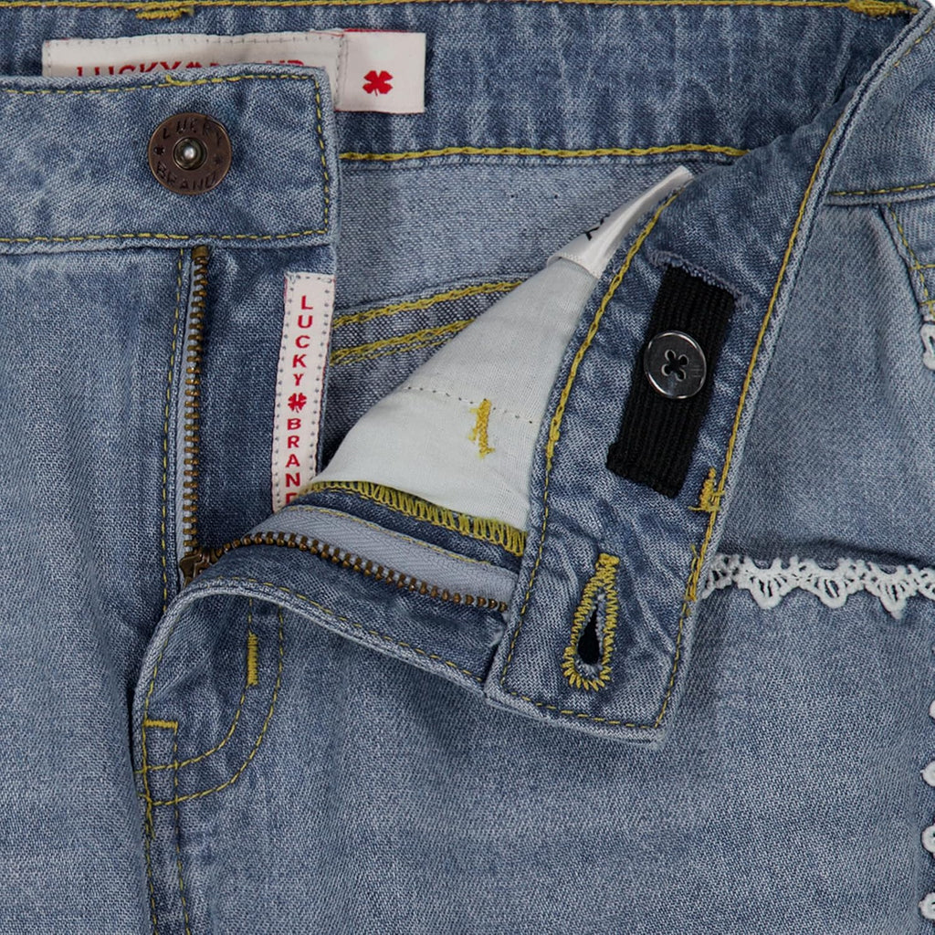 Lucky Brand Girls' Mid Rise Flare Stretch Denim Jean, Zipper Fly & Button Closure