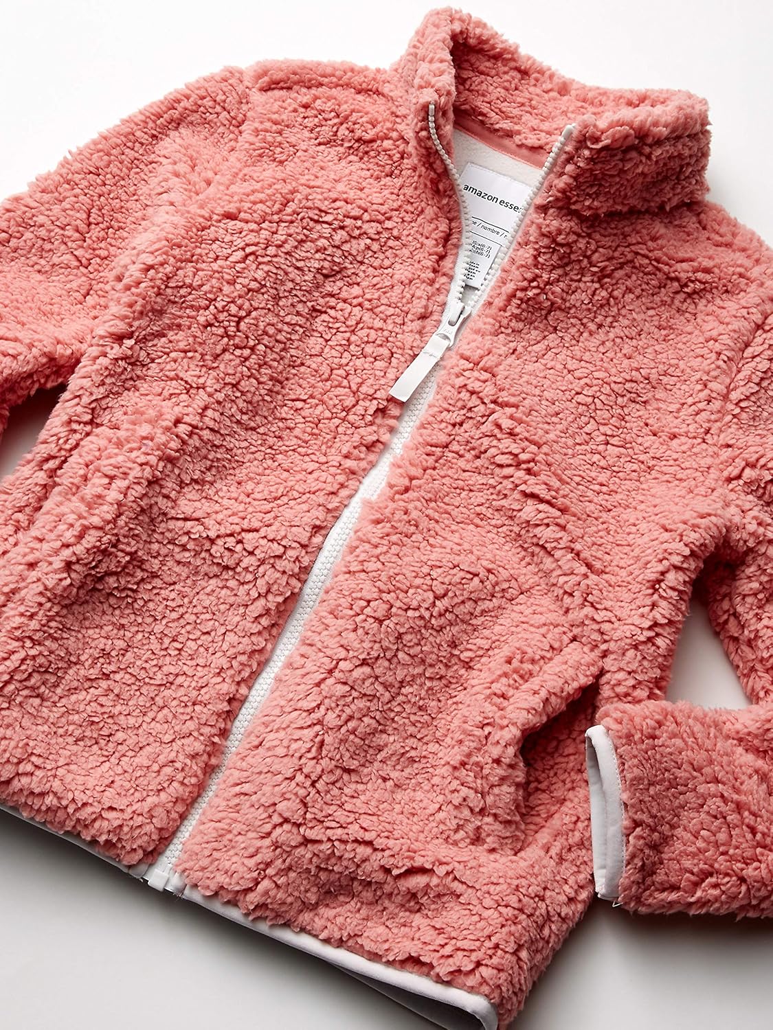 Amazon Essentials Girls' Faux Sherpa Fleece Full-Zip Jacket, Lined