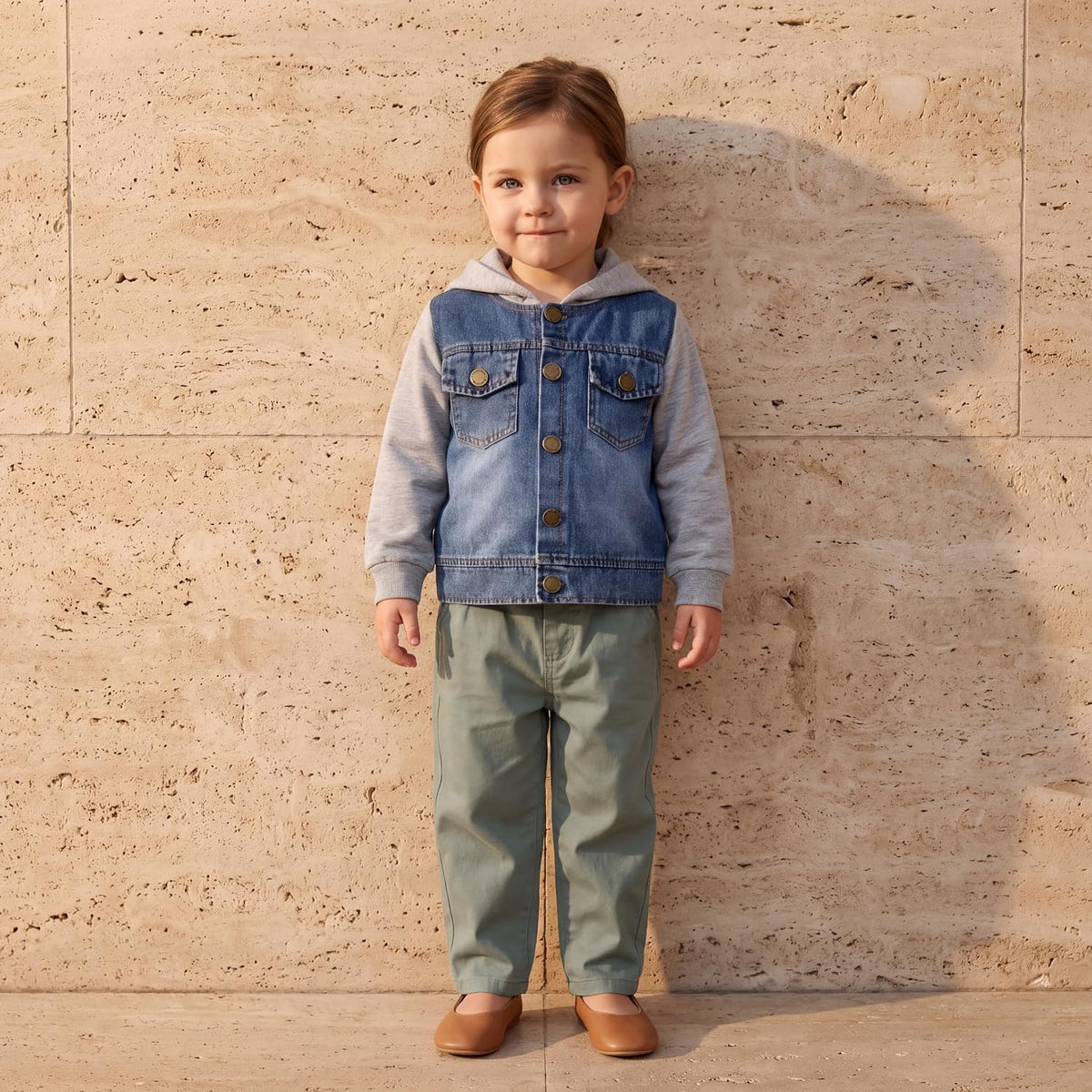 Happy Town Toddler Jean Jacket with Hood Denim Outerwear for Girls and Boys