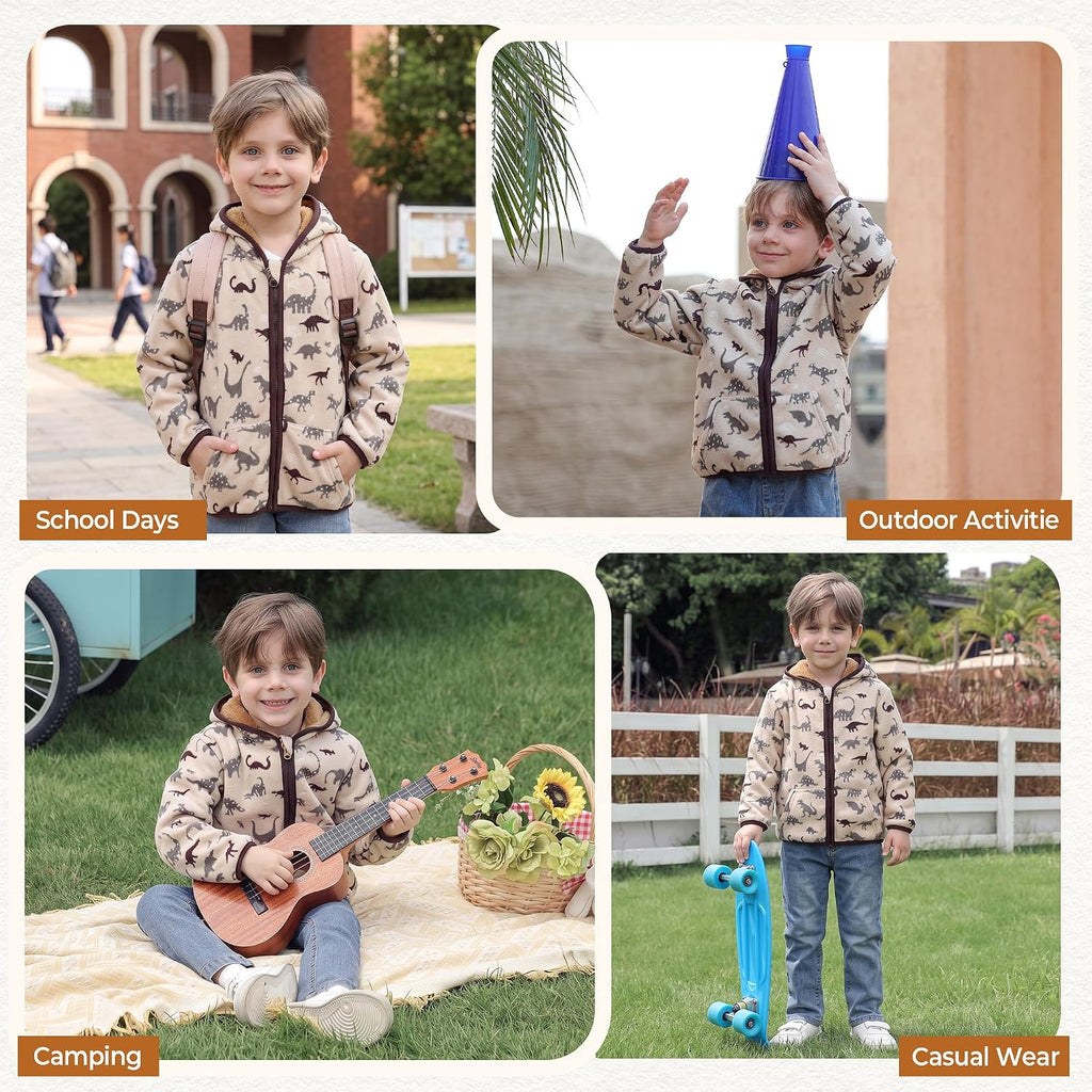 Toddler Fleece Jacket Boys Girls Sherpa Hooded Jackets Thick Warm Outerwear
