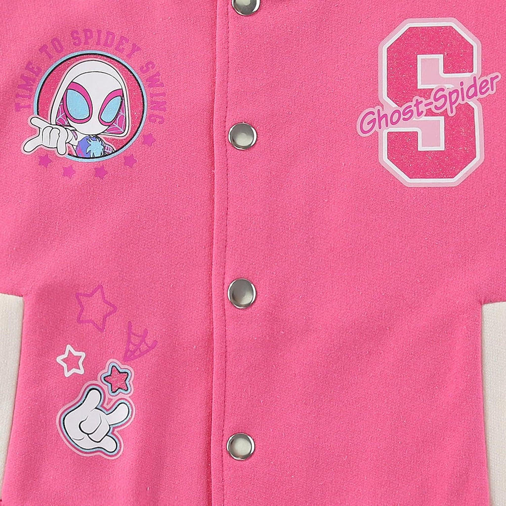 Marvel Spider-Gwen Girls Letterman Varsity Bomber Jacket for Little Kids