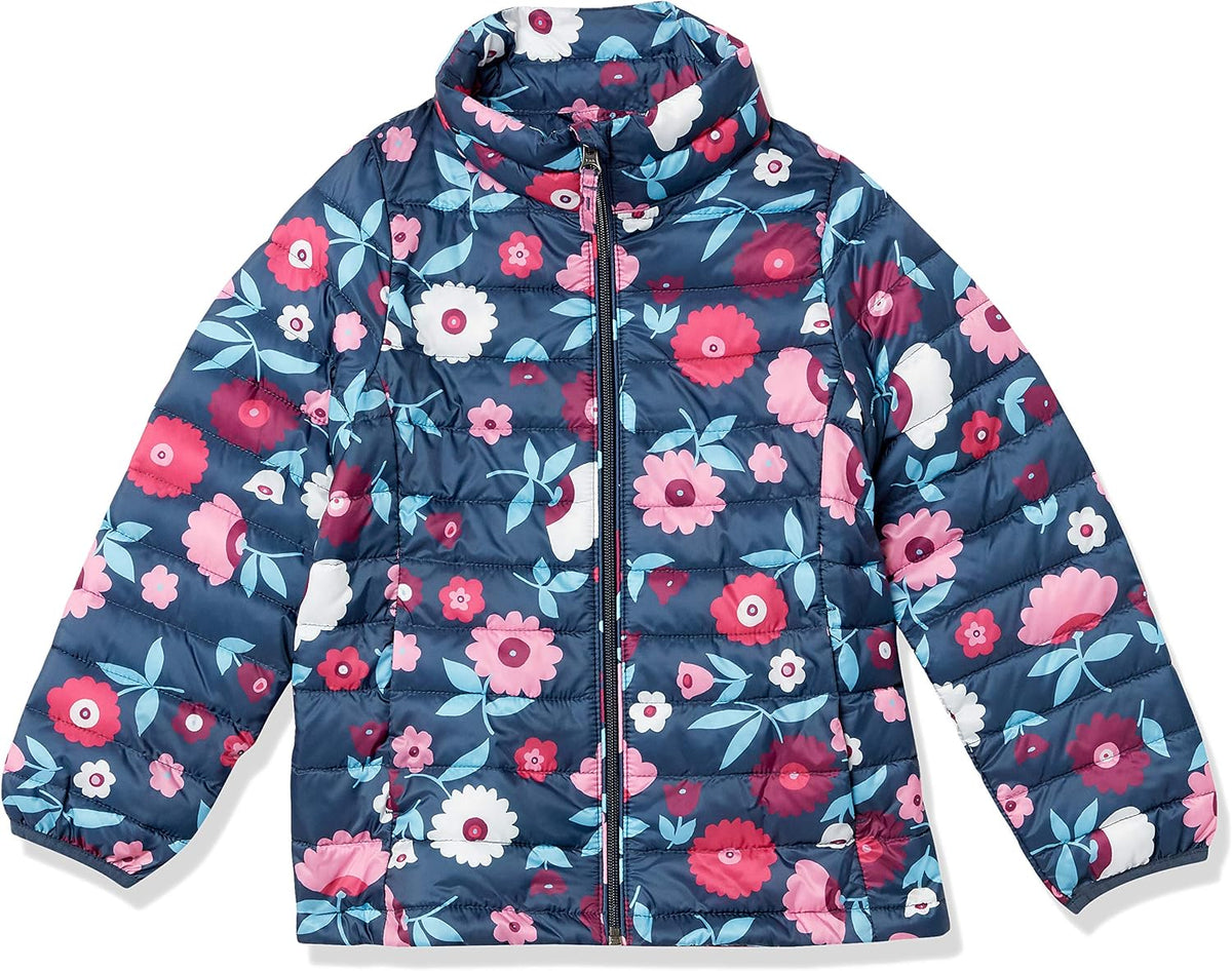 Amazon Essentials Girls and Toddlers' Light-Weight Water-Resistant Packable Mock Puffer Jackets