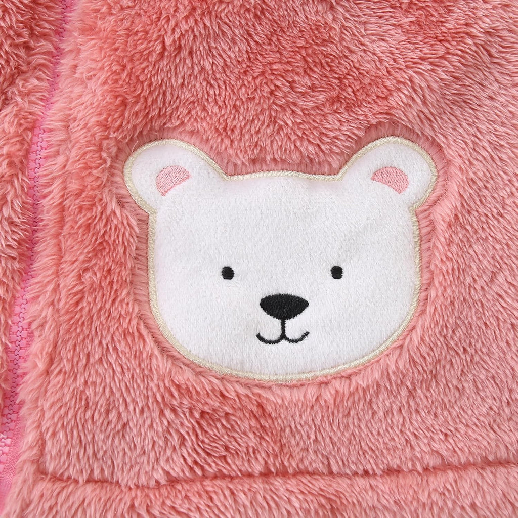 Newborn Infant Baby Boys Girls Cartoon Fleece Hooded Jacket Coat with Ears Warm Todder Kids Outwear Coat Zipper Up 1-6Y