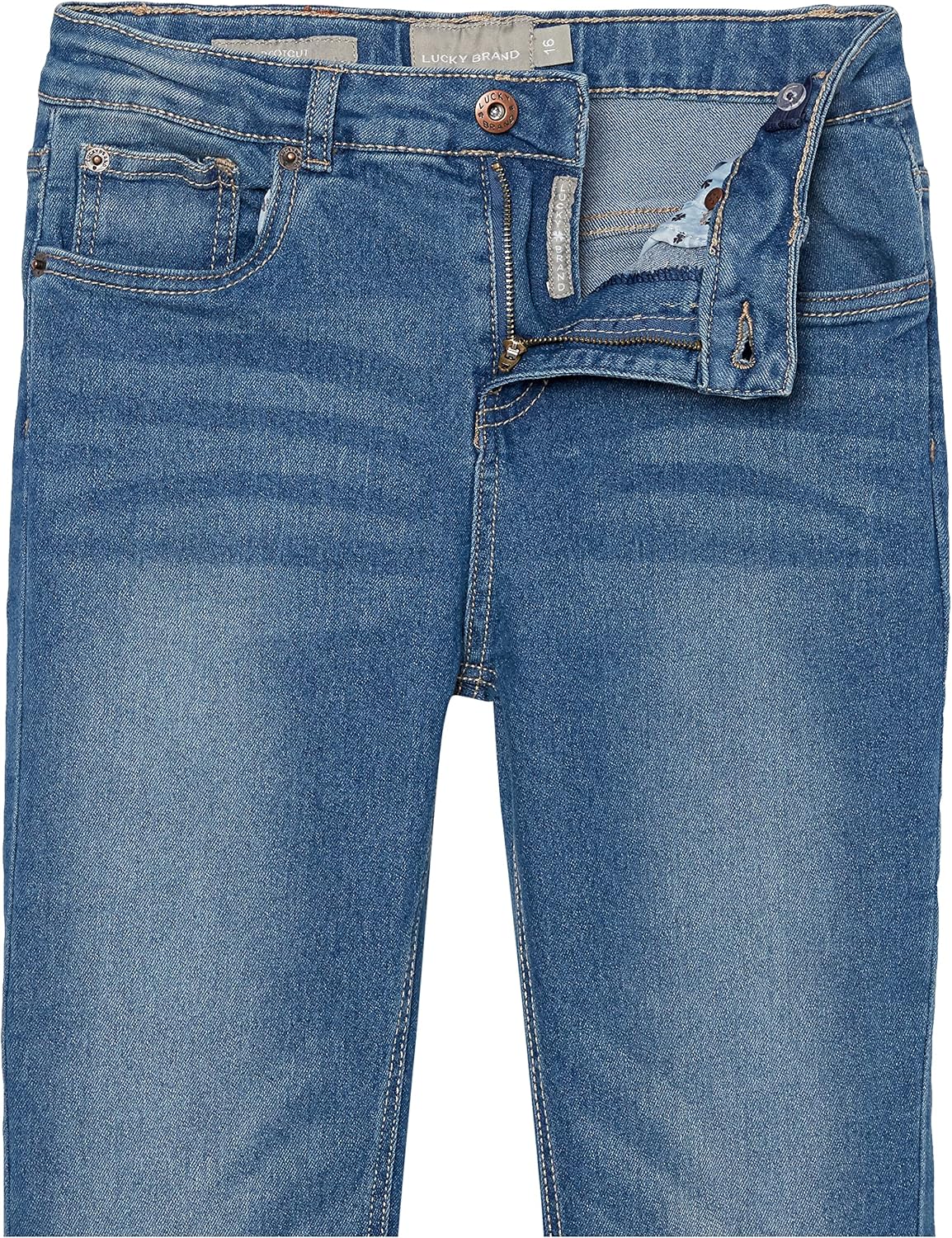 Lucky Brand Girls' 5-Pocket Stretch Bootcut Fit Denim Jean, Zipper Fly & Button Closure